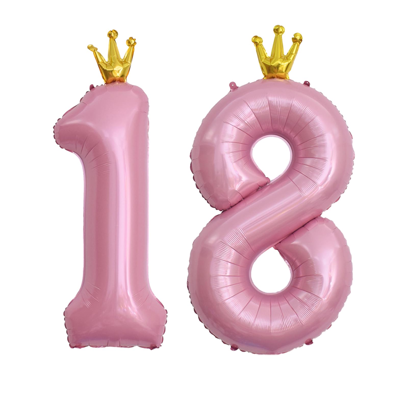 40 Inch Pink 18th Birthday Balloons with Crown - Elegant 18 Balloon for Girls Birthday Party Decorations, Large Foil Number Balloon for 18th Birthday Party Supplies