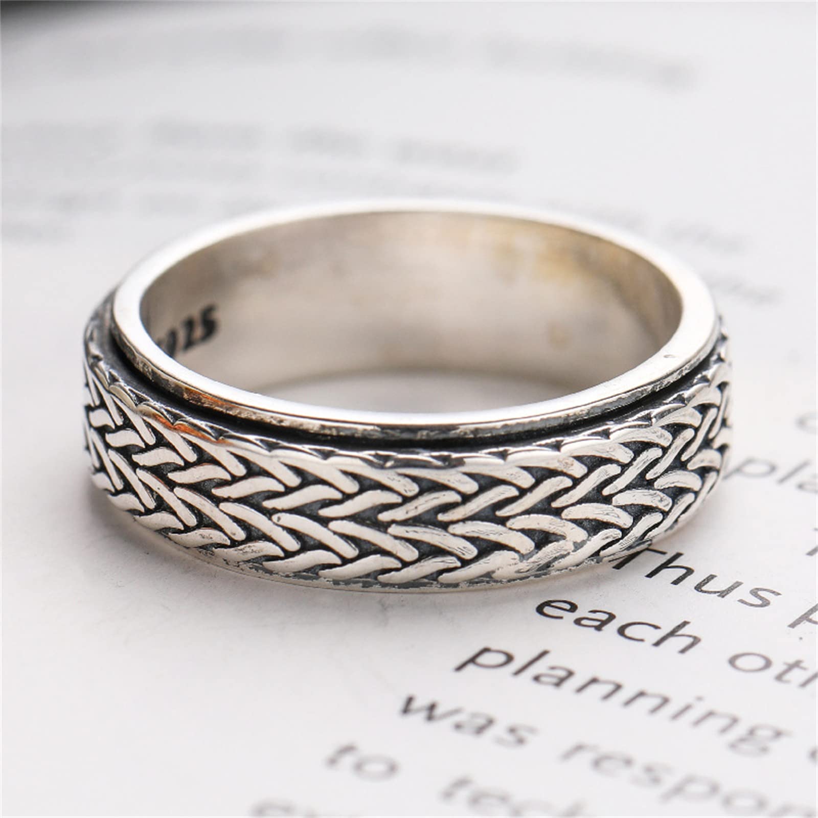 Ringschmuck, S925 Silber Celtic Knot Ring für Männer und Frauen, Gothic Vintage Drehgeweispel geflochtene Knotenring, Silber, 10
