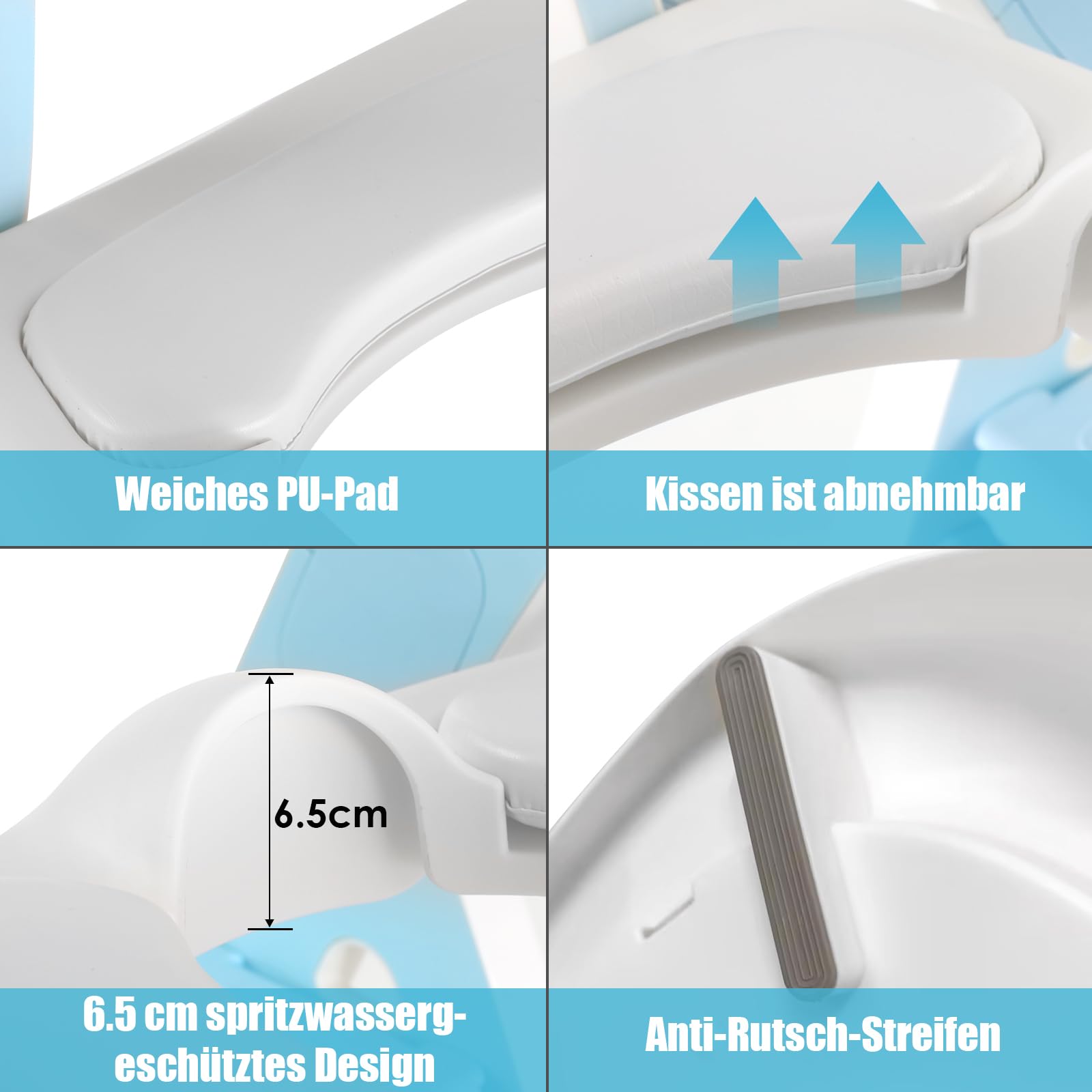 Riduttore wc per Bambini, Scaletta wc per Bambini, Sedile WC e Sgabello Bambini 2 in 1, Portatile Pieghevole, Adatto per Tazze a V, U Oppure O, Vasino con PU Morbida, Gradini Ingranditi (Blu)