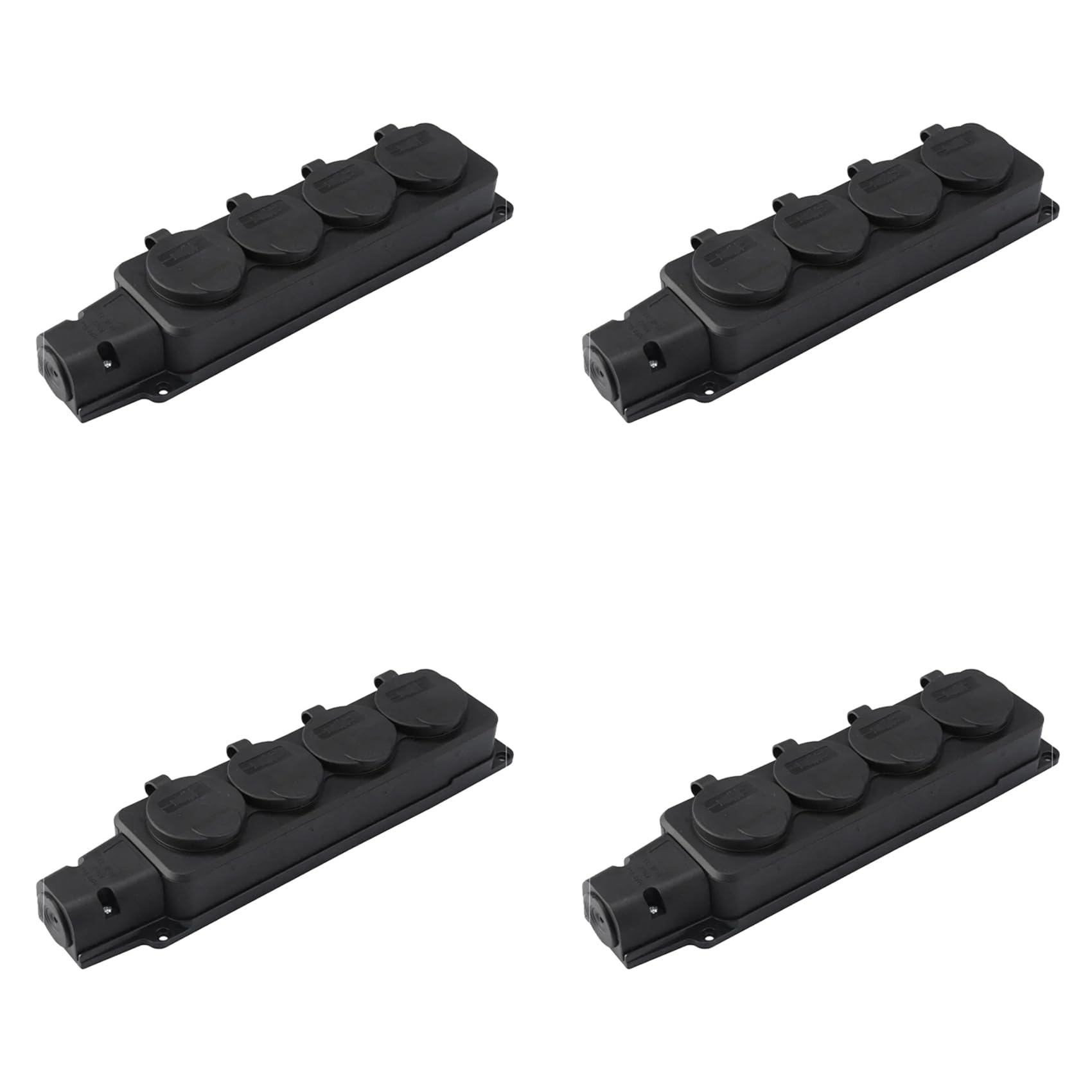 Jnchdghwa 4X European Standard German Plug Plate with Cover Ip54 Waterproof Socket Plug Plate 4 Position Rubber Plug Plate