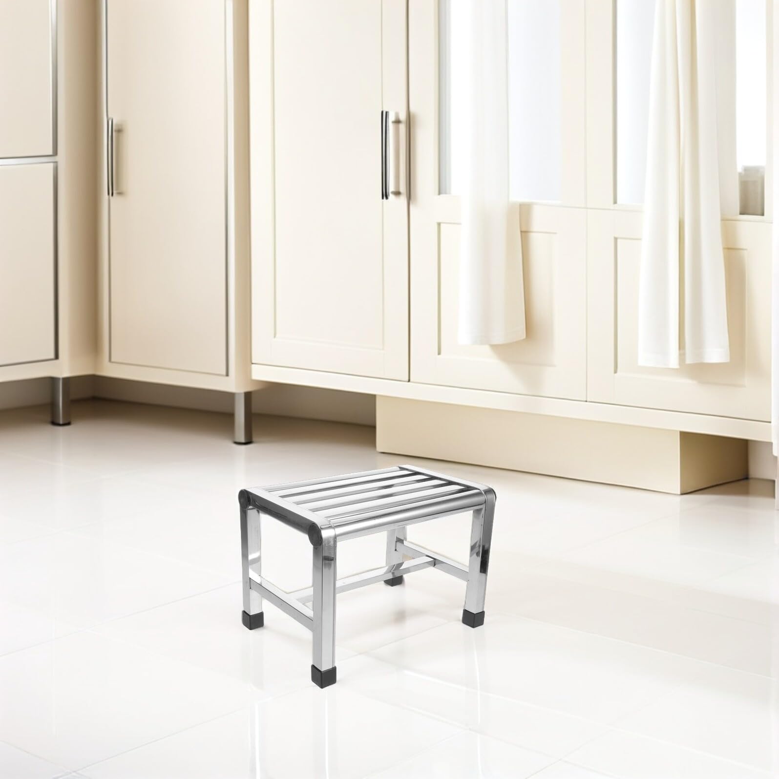 Duschhocker Edelstahl Klein 28,5x20,1x21cm rutschfest Badhocker für Kinder Kleinkind Töpfchentraining Badezimmer Küche Balkon