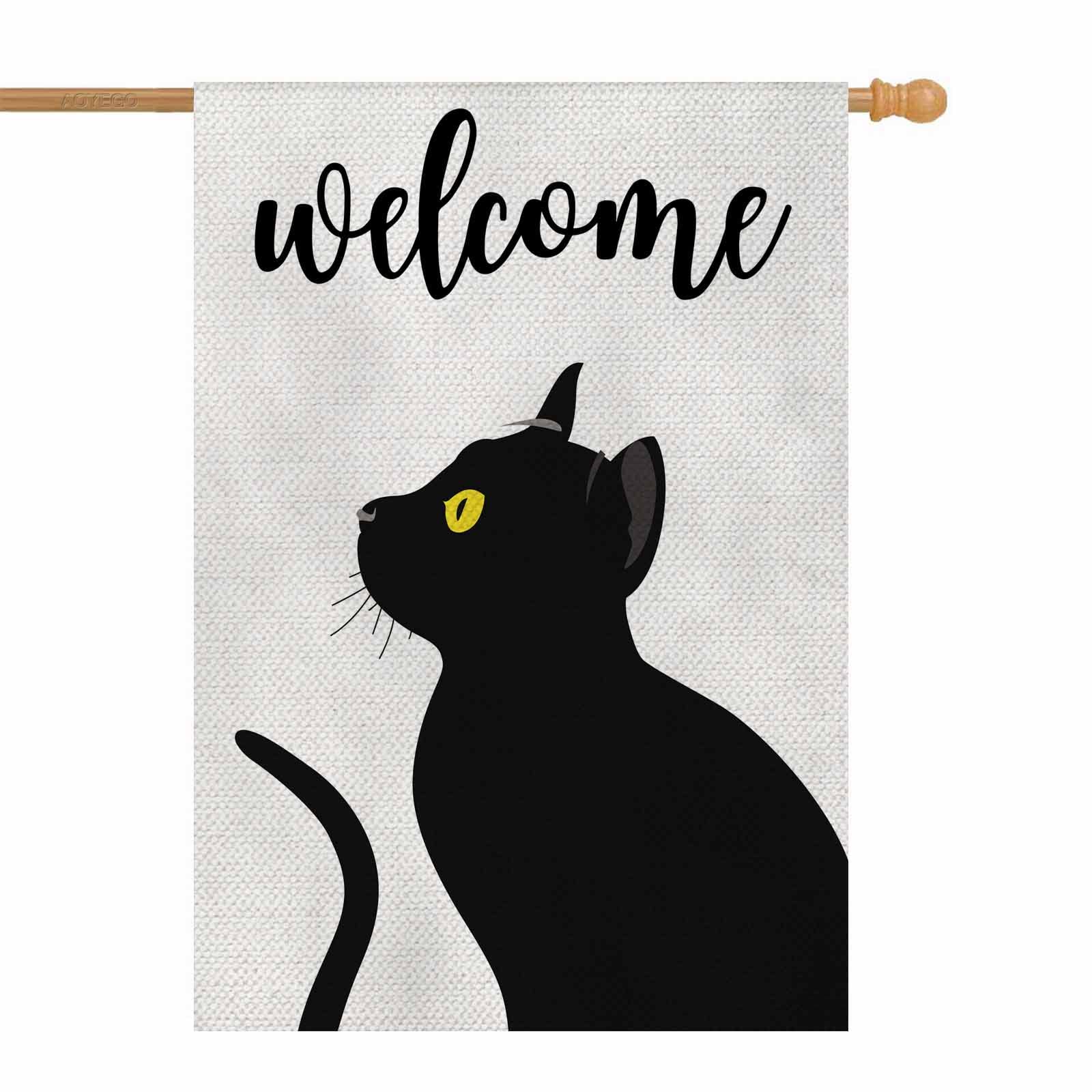 Gartenflagge Herbst Mit Katze & Ahornblatt – Doppelseitig, 30,5×45,7 Cm, Inkl. Ständer – Deko Für Draußen