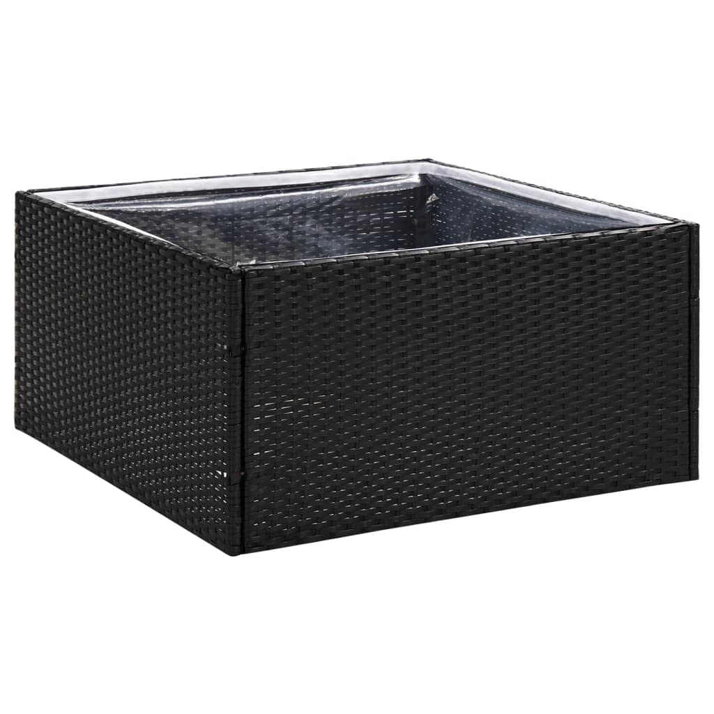 vidaXL Garden Planter Black 80x80x40 cm Poly Rattan Patio Outdoor Pot