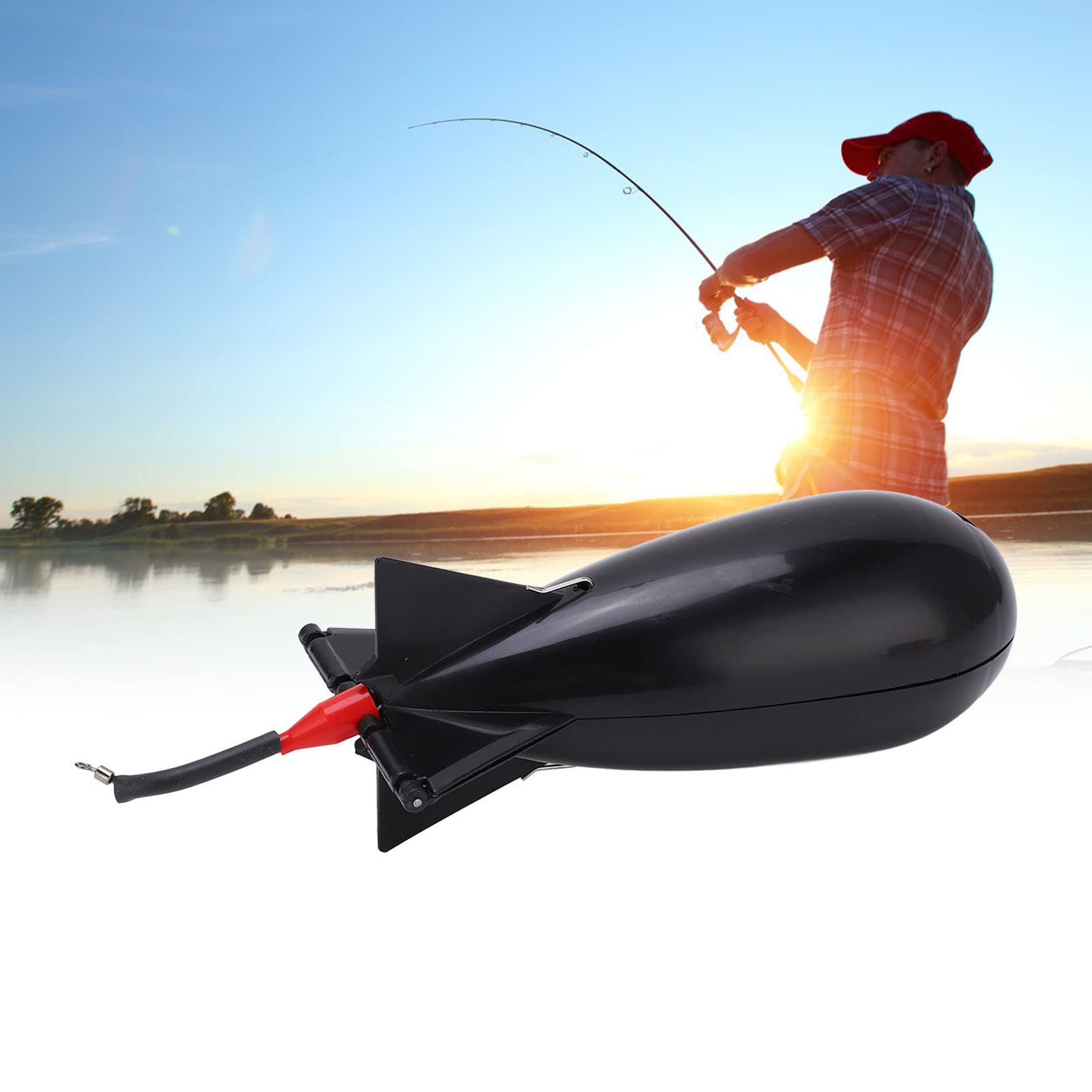 Bomba de spod de Pesca, PP portátil, Lanzador de Cebo, alimentador de Carpas, Bomba Grande, Flotador, señuelo, Soporte de Cebo, alimentador de Pesca, Buena hermeticidad(Negro)