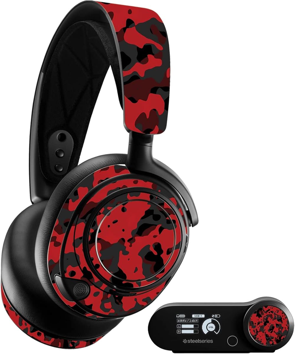 MightySkins Skin Compatible with SteelSeries Arctis Nova Pro - Red Modern Camo | Protective, Durable, and Unique Vinyl Decal wrap Cover | Easy to Apply, Remove, and Change Styles | Made in The USA
