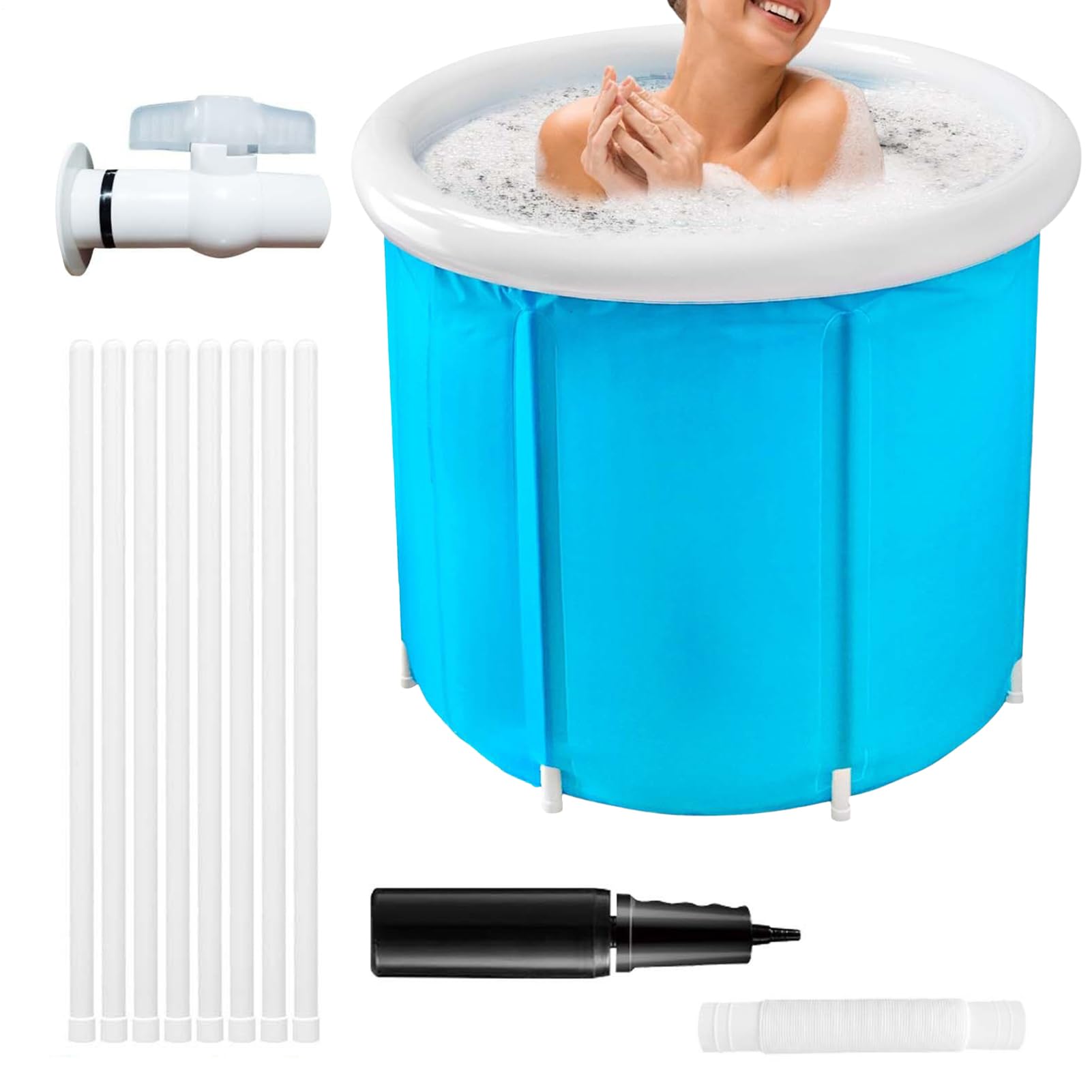 Bañera Portátil Cesta Plegable e Inflable | Bañera de PVC , con Remojo y de Pie Para Adultos y Niños Hogar SPA Viaje Camping Baño Gimnasio Interior y Exterior