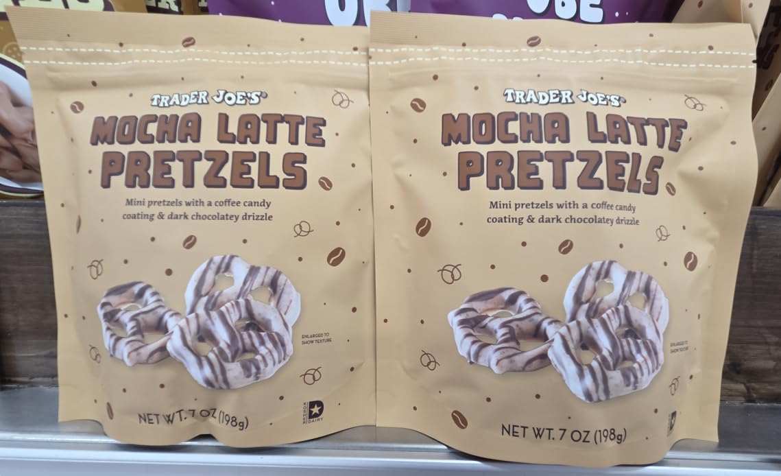 Trader Joe Mocha Latte Pretzels 7oz 198g (Two Bags)