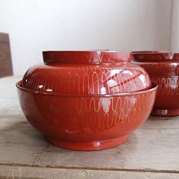 骨董　柚子形　器　漆器　木製　漆　向付　お椀　5つ　木箱 応量器（応量椀） 欅 五つ組 木製漆塗り 入れ子のお椀セット