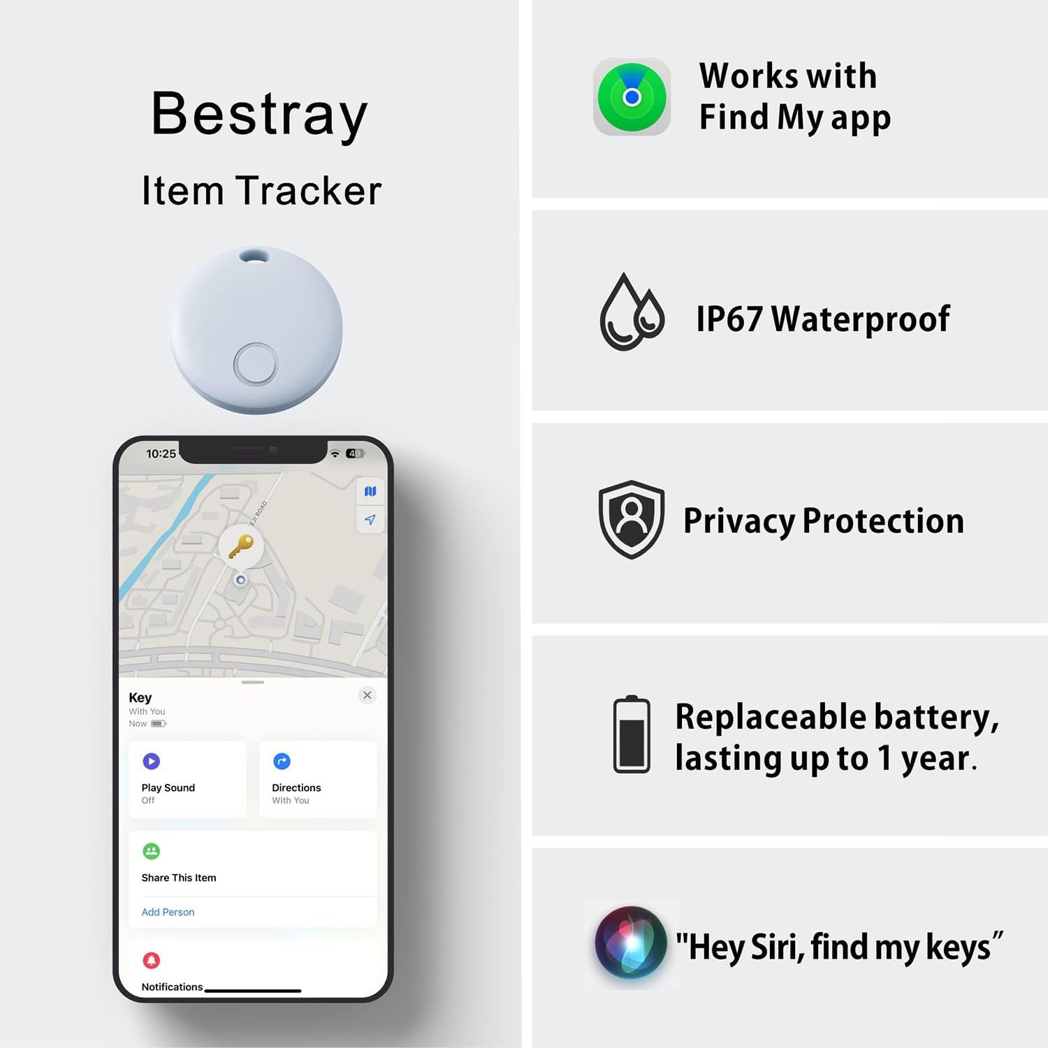 Air Tracker 4 Pack, Smart Bluetooth Tracker Works with Apple Find My (iOS Only), Item Finder Locator for Keys, Luggage, Backpack, IP67 Waterproof - Image 7