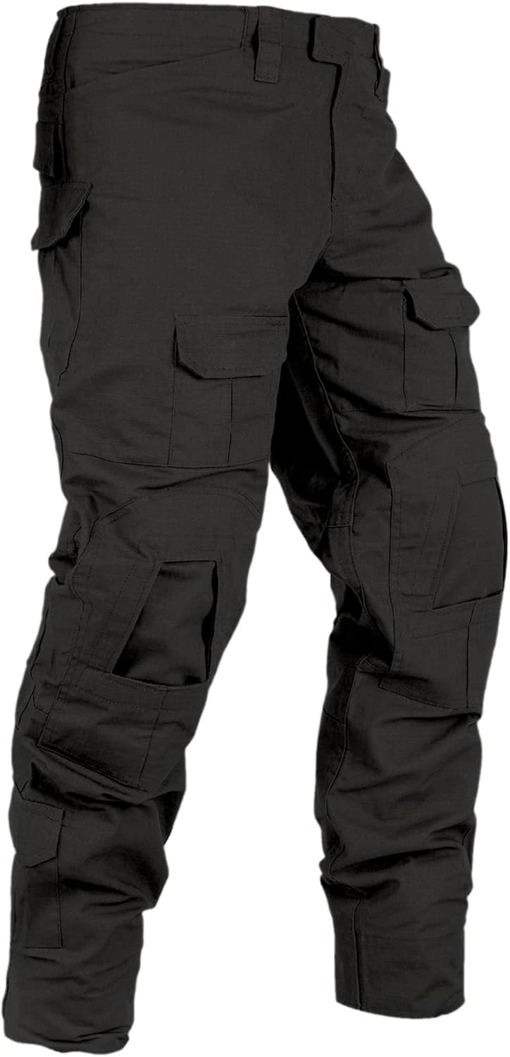 Tactical Camo Cargo Pants for Men - Outdoor Hiking Ripstop Work Pants with Multi Pockets - No Belt, No Kneepad