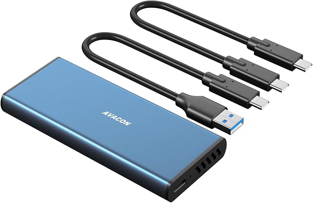 AVACON M.2 NVMe Enclosure, Tool-Free 10Gbps USB 3.2 Gen 2 M.2 Enclosure for NVMe PCIe M-KEY M+BKey SSD in 2230/2242/2260/2280, with USB A to C and USB C to C Cable