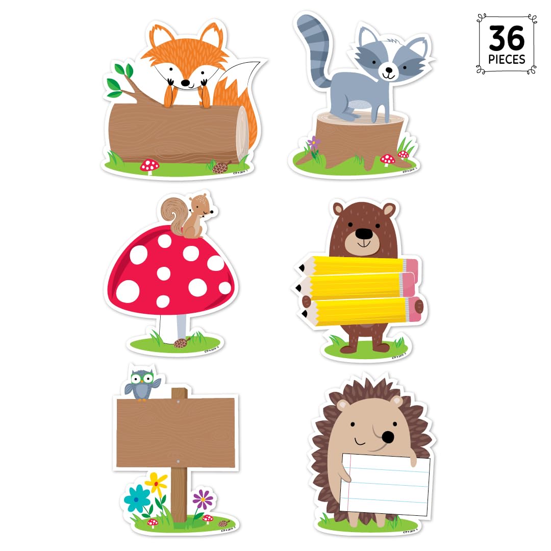 CTP Woodland Friends 15 cm designerskie wycięcia, dekoracja tablicy ogłoszeniowej, zestaw 36 sztuk, każdy 15 cm (Creative Teaching Press 6099)