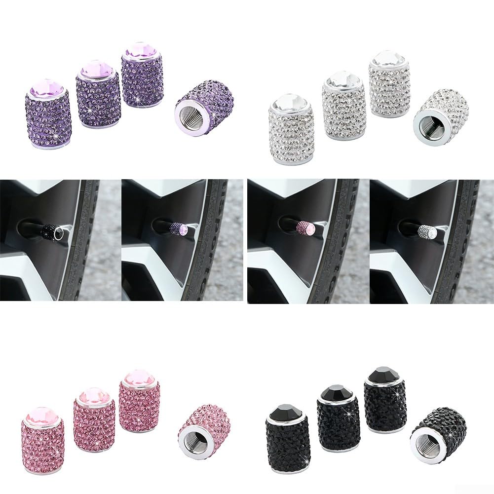 4/8 Pezzi Coprivalvole Per Pneumatici, Coprivalvole Universali Per Pneumatici Con Strass Luccicanti Per Auto Suv Moto Bicicletta Camion G 601099563892547