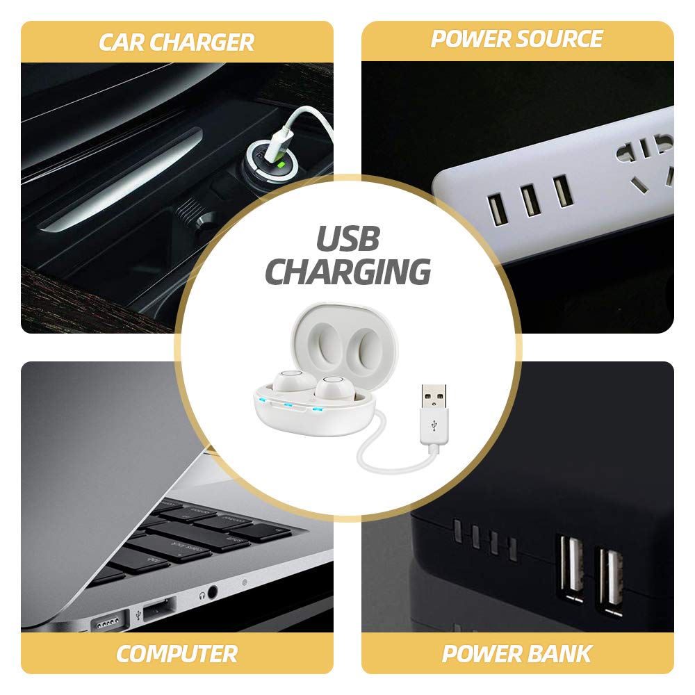 JINGHAO Appareil Auditif Rechargeable Amplificateur de son auditif Invisible, lot de 2 Blanc