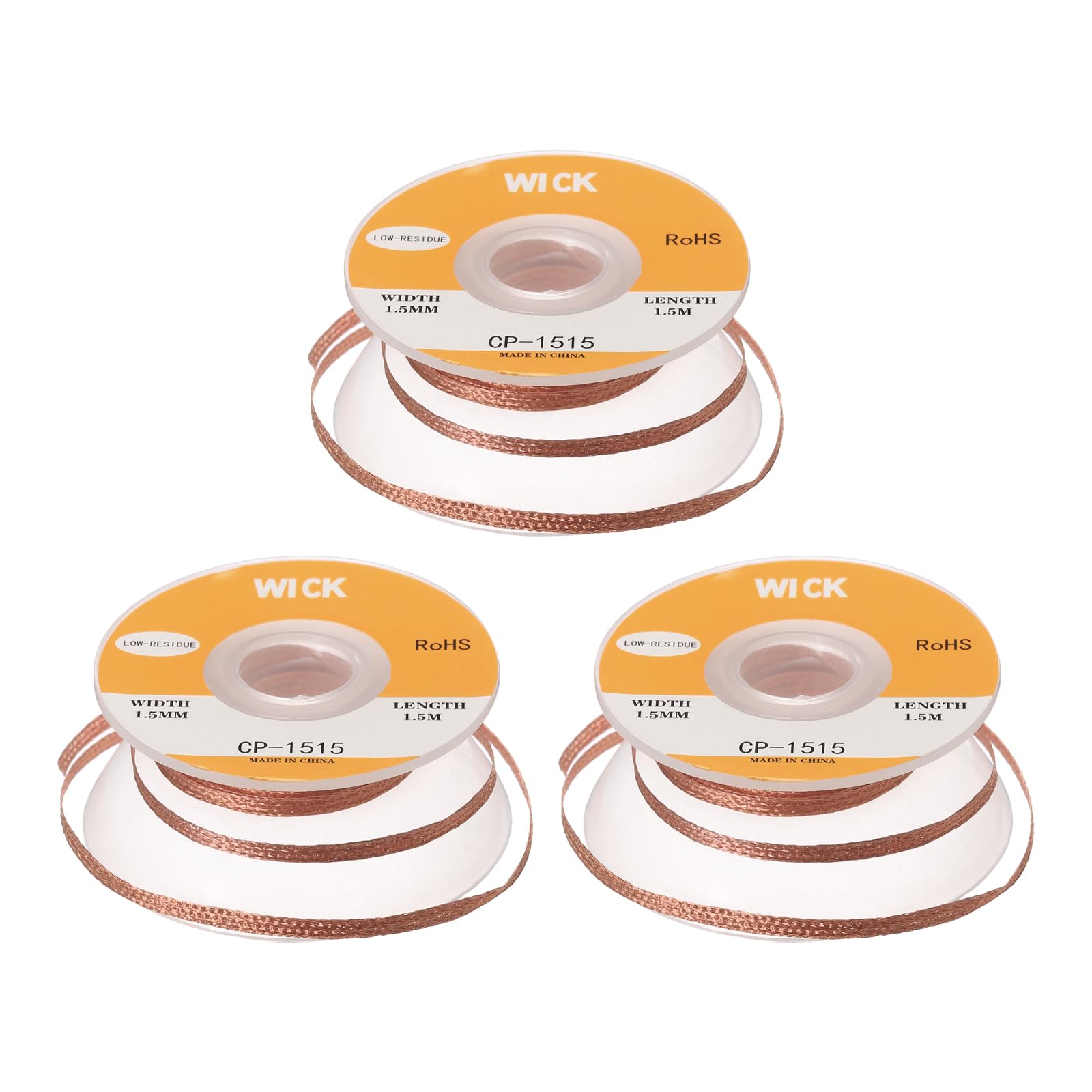 MECCANIXITY Solder Wick Braid No-Clean Desoldering Wick Braid 0.06 Inch Width 5 Feet Length for Remove the Solder Electrical Components 3 Pack