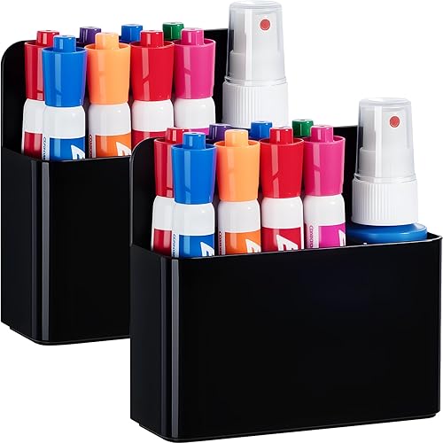 Miniatura 8 de BEYGORM Paquete de 2 soportes magnéticos de plástico para bolígrafos para refrigerador, soporte magnético para rotuladores de borrado en seco para