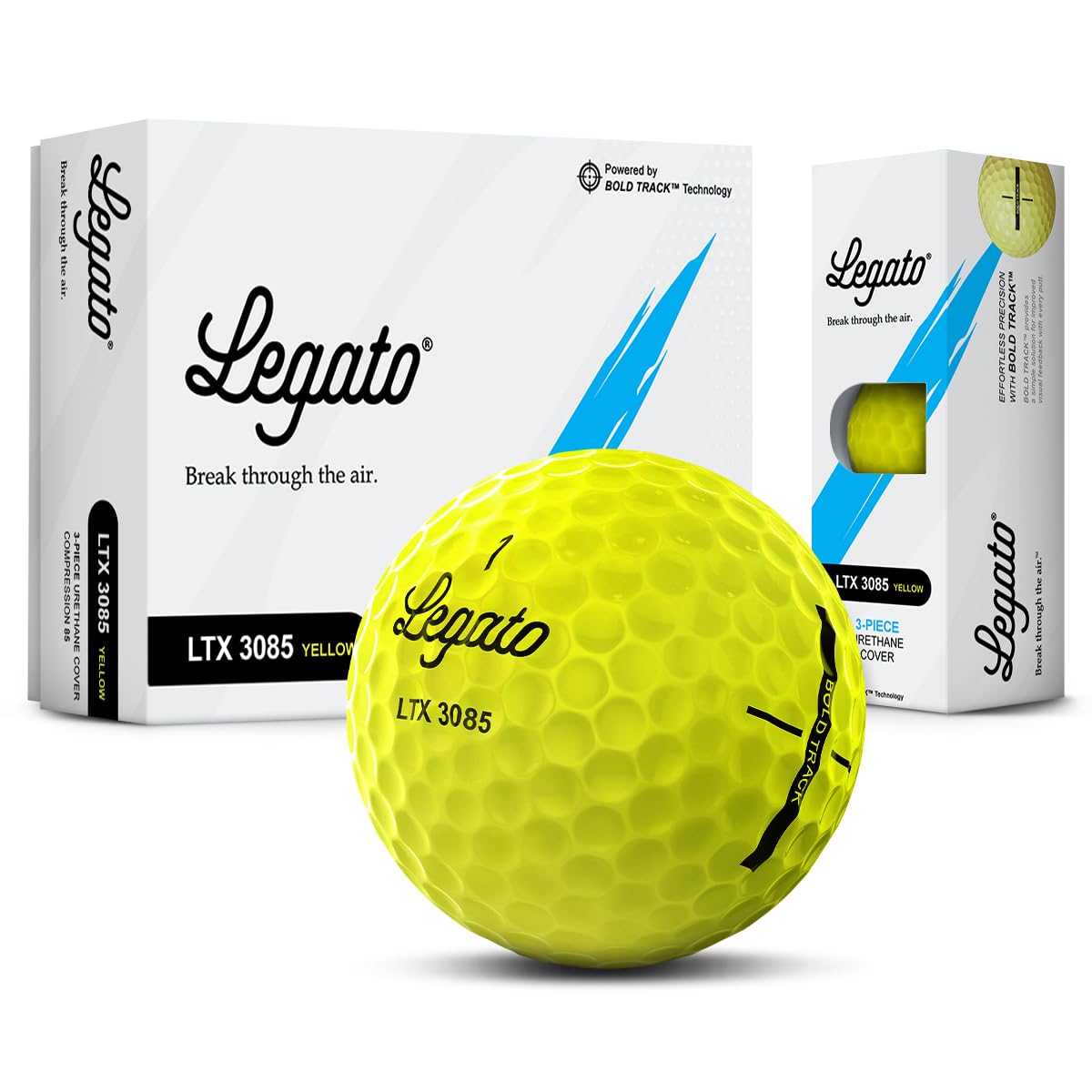 Legato Pelotas de Golf LTX3085 | Diseñado para Ayudar a los golfistas a superar los 90 | Distancia maximizada con una sensación más Suave | 3 Piezas | Cubierta de uretano | 85 compresiones