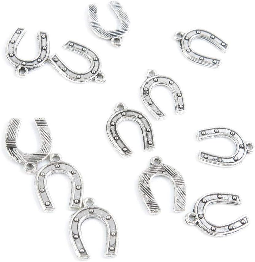 450 PCS Antique Silver Plated Jewelry Making Charms Supplies Crafting W6UN2K Horseshoe Horse Hoof