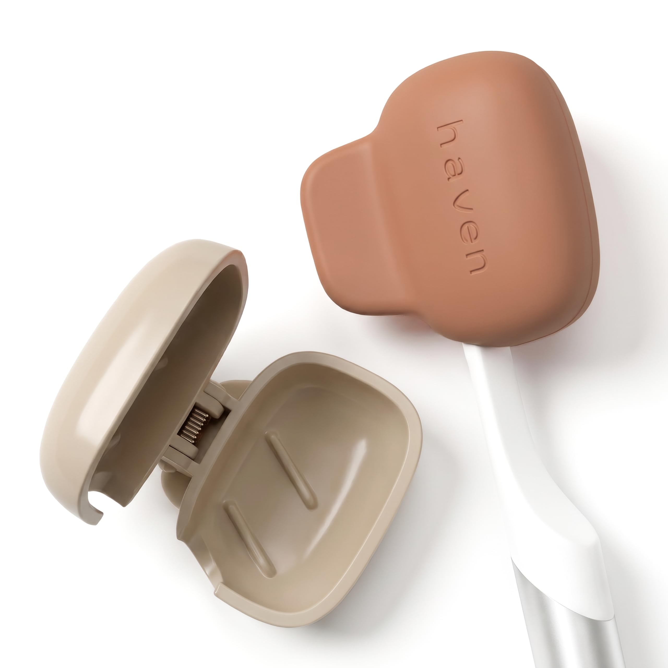 Haven Toothbrush Cover - Fits Electronic and Manual Toothbrushes - Toothbrush Case Holder for Travel - Set of Two Tooth Brush Cap Protectors (Sand &amp; Terra)