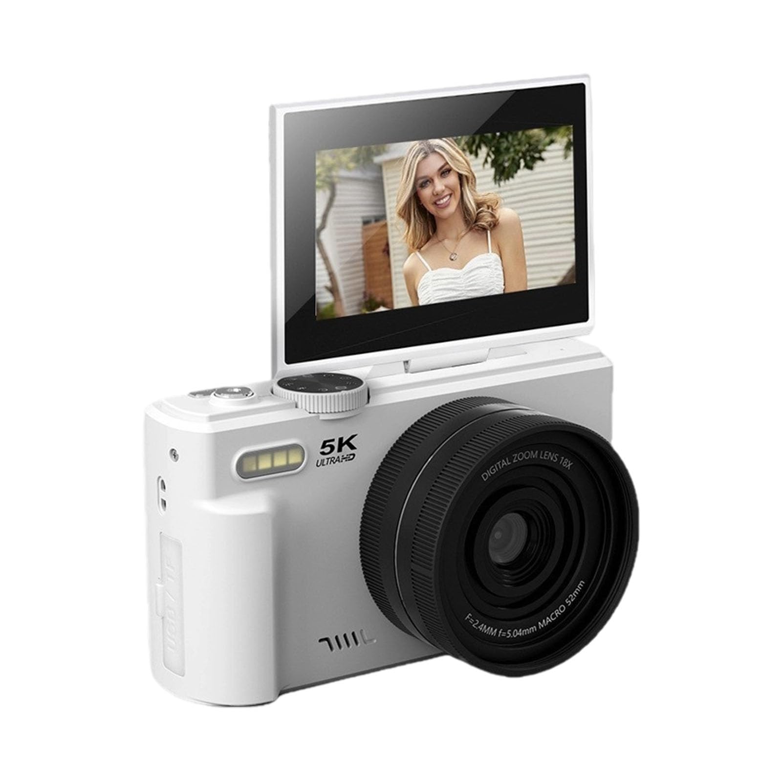 Fotocamera digitale ad alta risoluzione da 75 MP Video 5K Schermo flip a 180 ° Condivisione WiFi Zoom 18X Messa a fuoco automatica Fotocamera amichevole per principianti con schermo