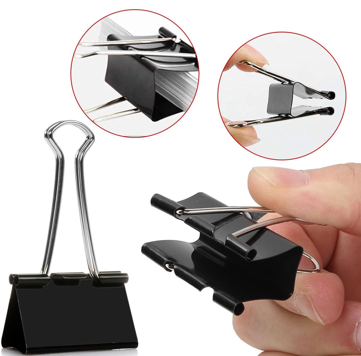 12 Pièces Pinces à Papier Bulldog, Métal Bulldog Binder Clips 63mm