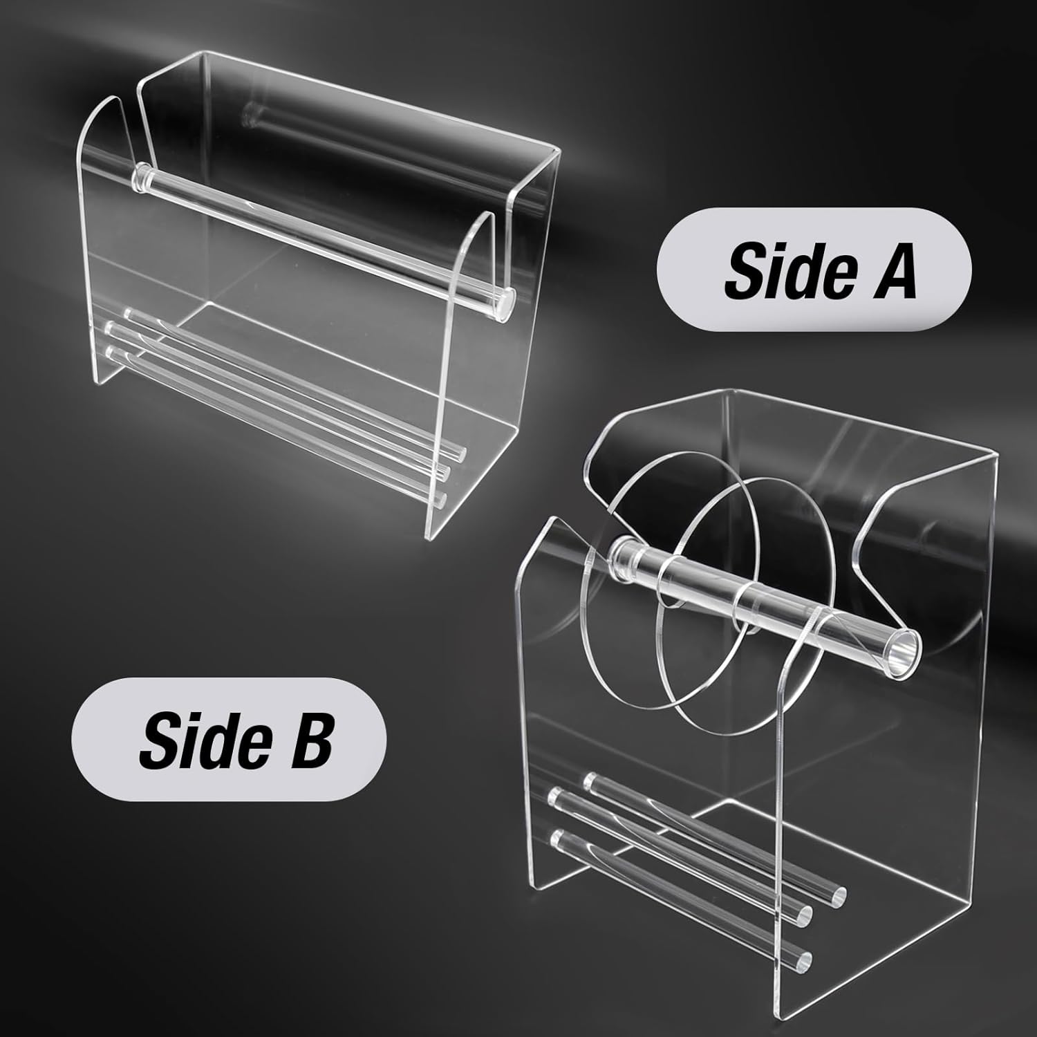 2 Pcs Adjustable Label Dispenser Acrylic Sticker Dispenser Sticker Roll Holder Label Sticker Holder Organizer Label Roll for Home, School and Office(3 & 6 Disks)