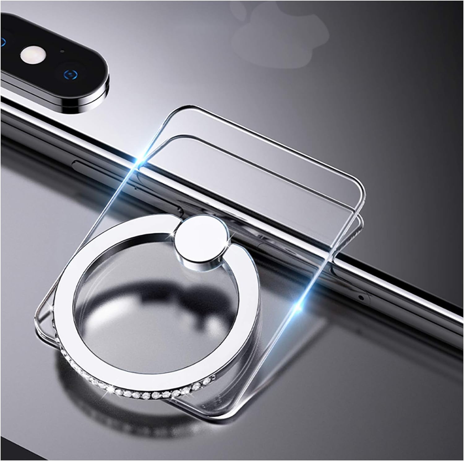 BeFunky Transparent Phone Ring Stand Holder Mobile Phone Ring Holder Finger Grip 360 Degree Rotation (Bling Silver Transparent Square)-image-28