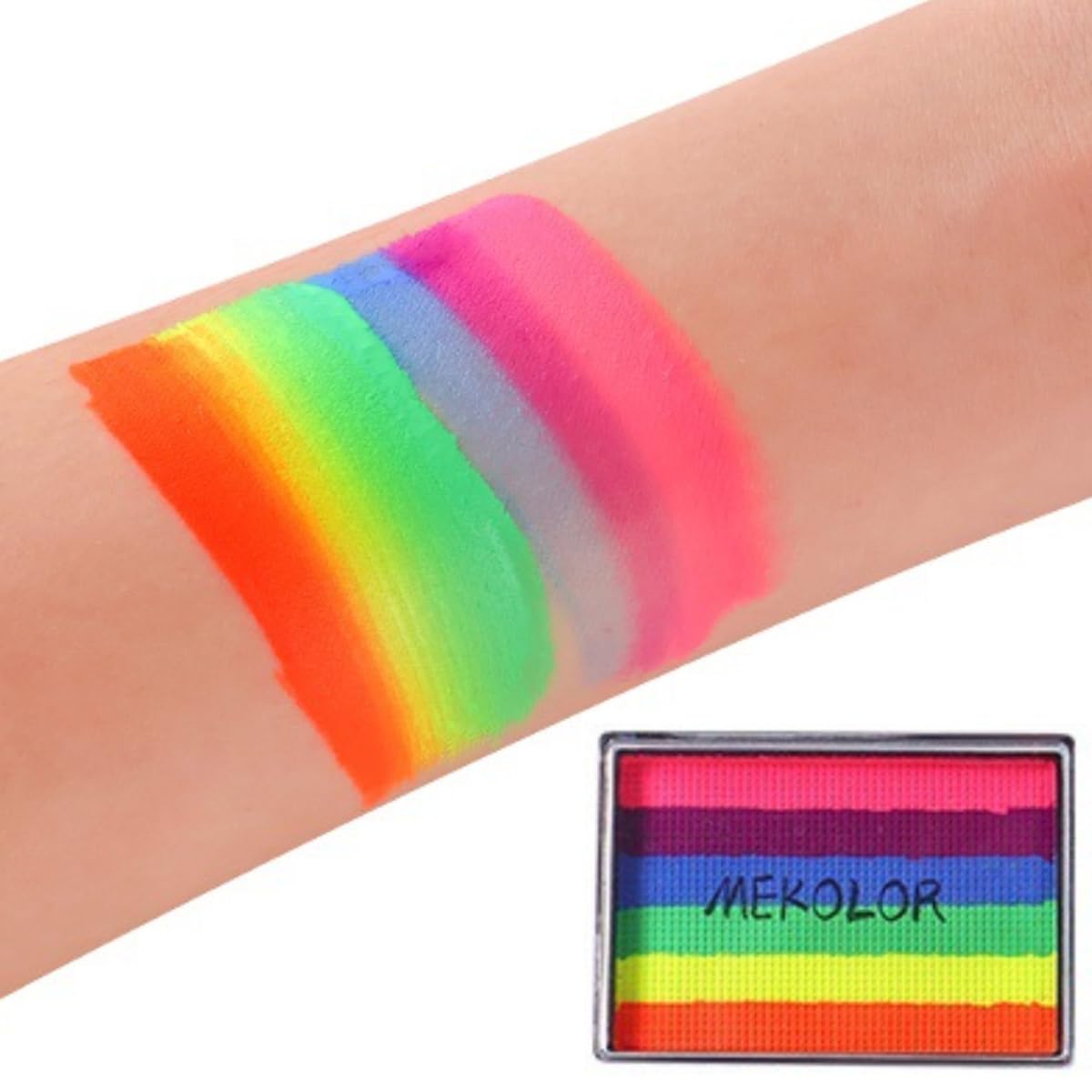 KARLOR Rainbow Face Paint - Make-Up Colours, Body Painting, Water Soluble, Theatre Make-Up, Carnival, Colourful Body Colours, Quick Drying (25 g, 02#)