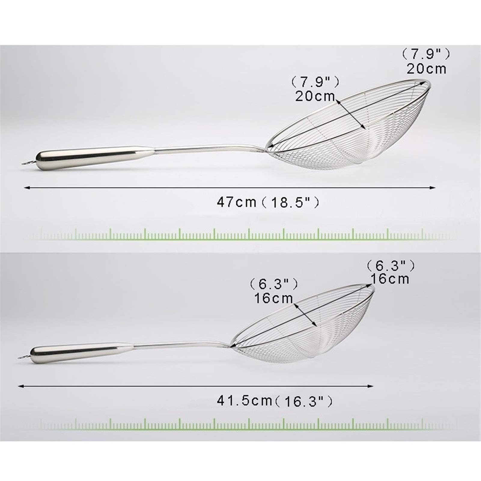 Espumadera Colador Conjunto de 3 filtro de malla de acero inoxidable de Asia Colador Cuchara de alambre de acero inoxidable con mango de cuchara Skimmer for la cocina for freír alimentos, pasta, espag