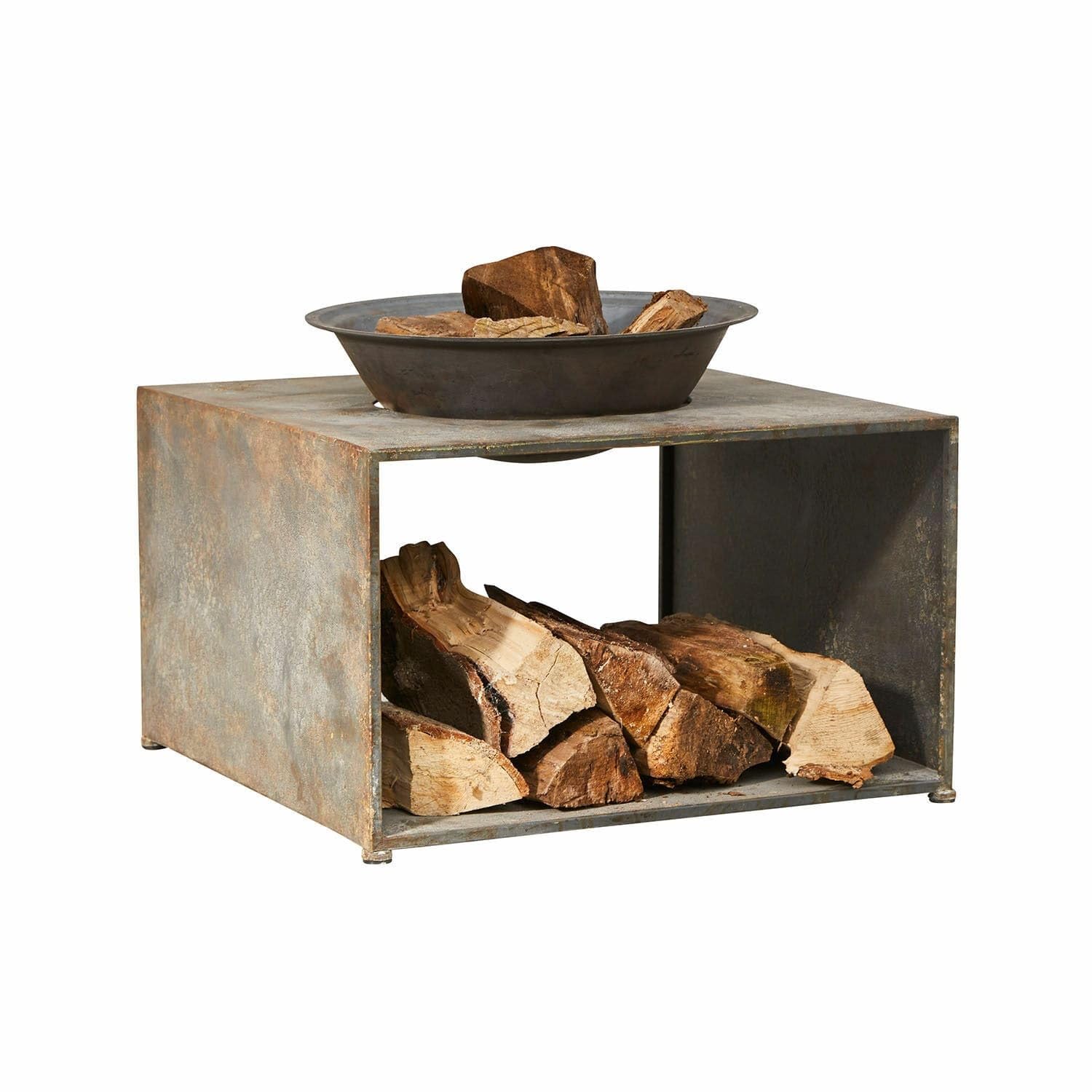 Loberon Feuerschale Rivolet, antikgrau | massives Design, rustikales Finish, Antikgrau, abnehmbare Schale, Eisen