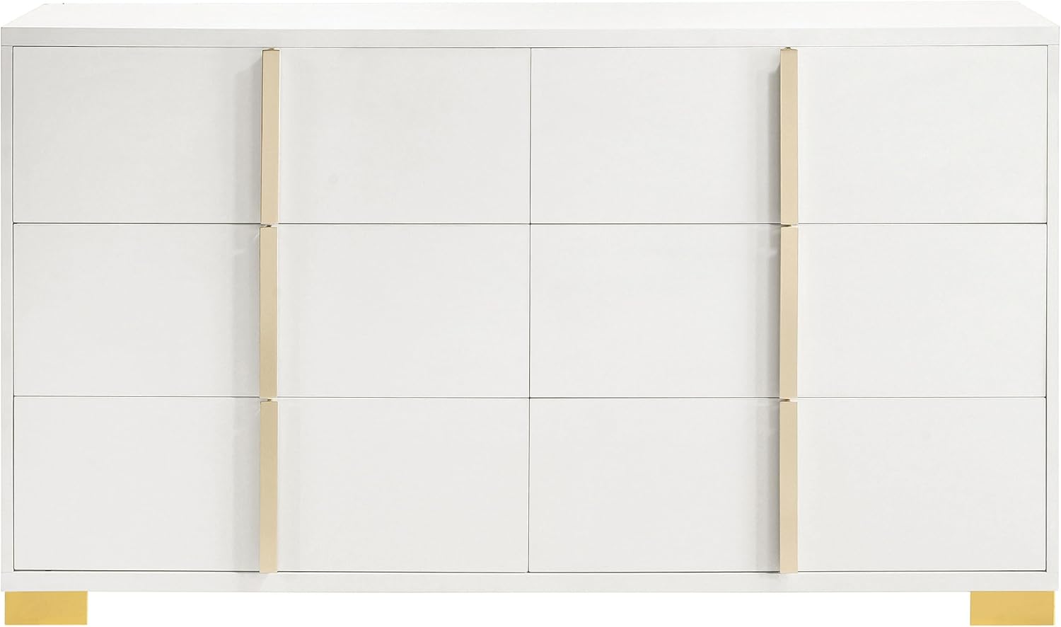 White and Gold Queen Bedroom Set with LED Headboard
