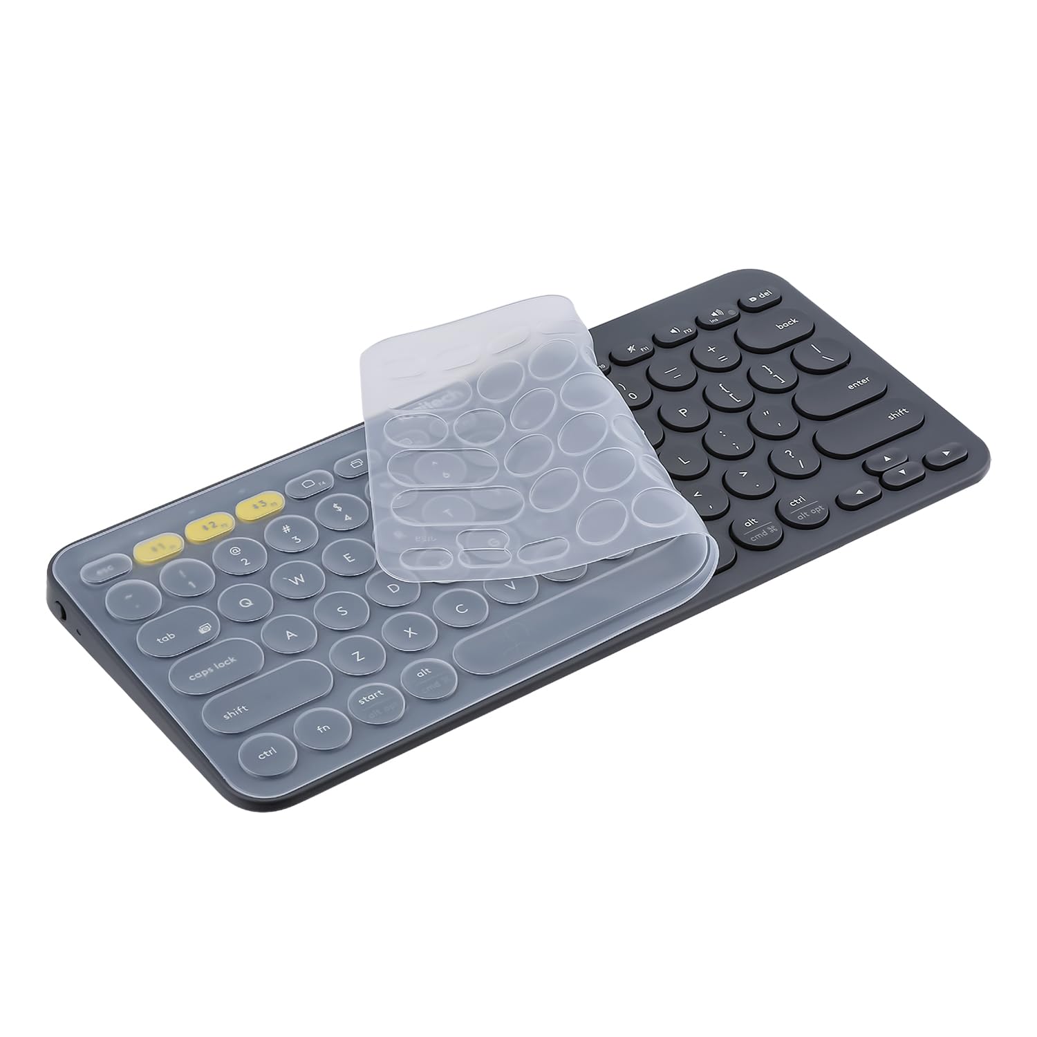 Keyboard Cover Compatible with Logitech K380 Multi-Device Bluetooth Keyboard/Pebble Keys 2 K380S Keyboard - Transparent Silicone Keyboard Protector Skin
