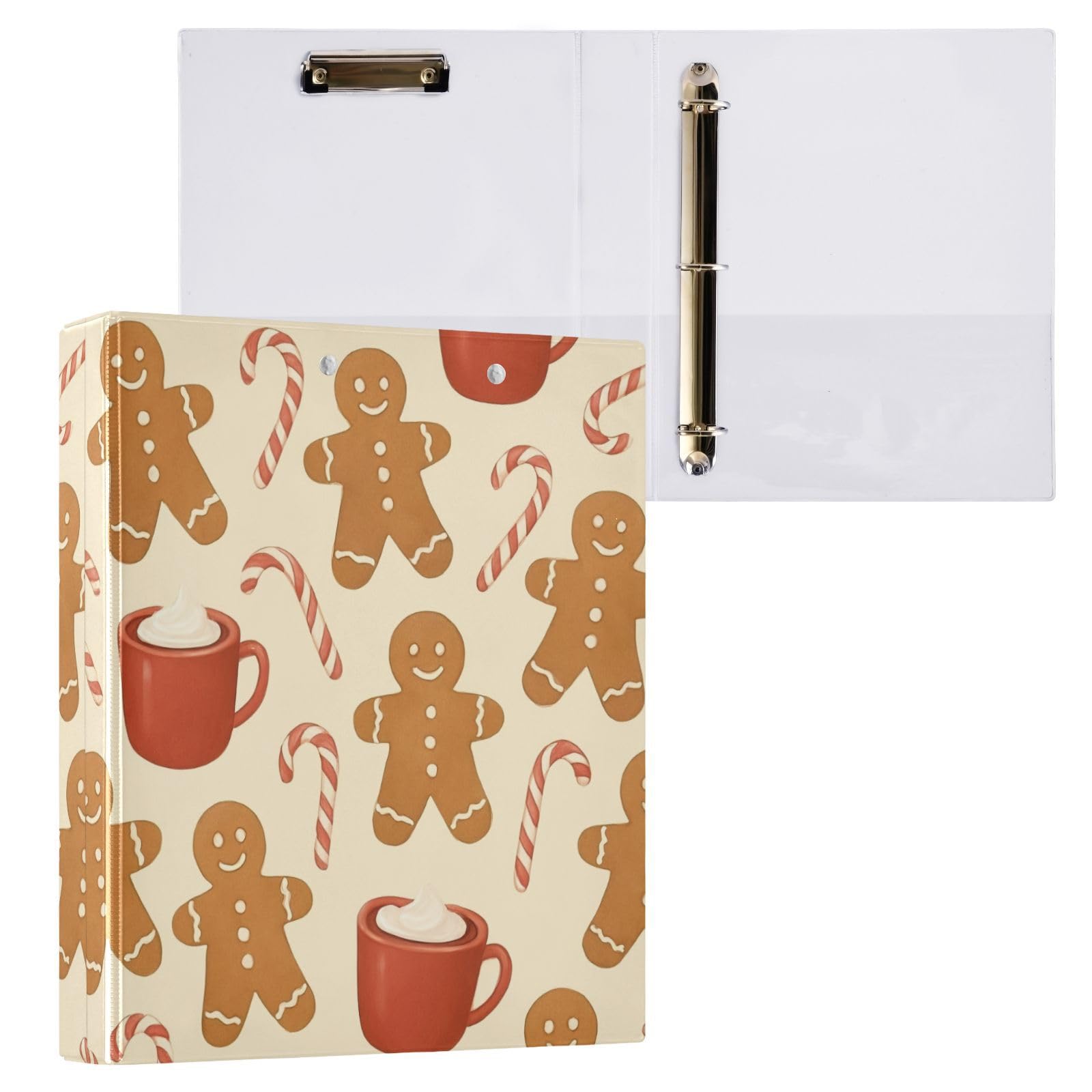 Raccoglitore a tre anelli, 3,8 cm, colore beige pan di zenzero, confezione da 2
