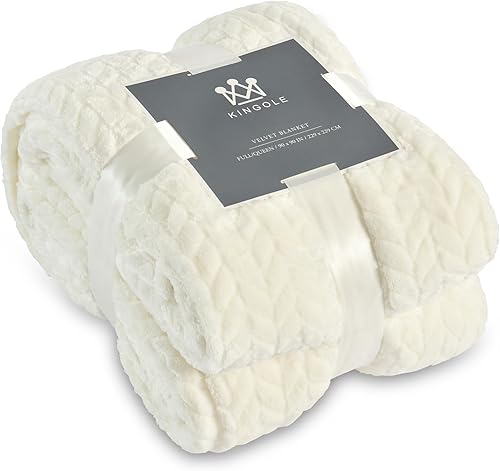 Kingole - Manta de lujo de forro polar con patrón tipo jacquard, para sofá o cama, súper suave y abrigada, de microfibra de peluche de 350GSM