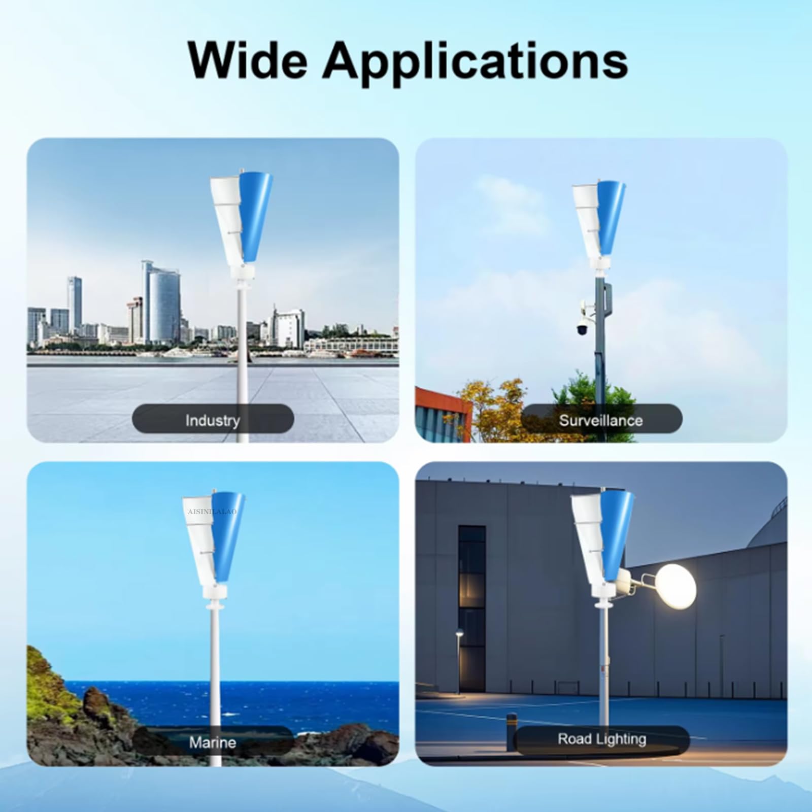 Kit De Générateur D'éolienne Domestique À Faible Bruit De 800W, Éolienne De Puissance 12V 24V 48V, Kit D'éolienne AC en Alliage D'aluminium À 2 Pales avec Contrôleur Mppt IP67