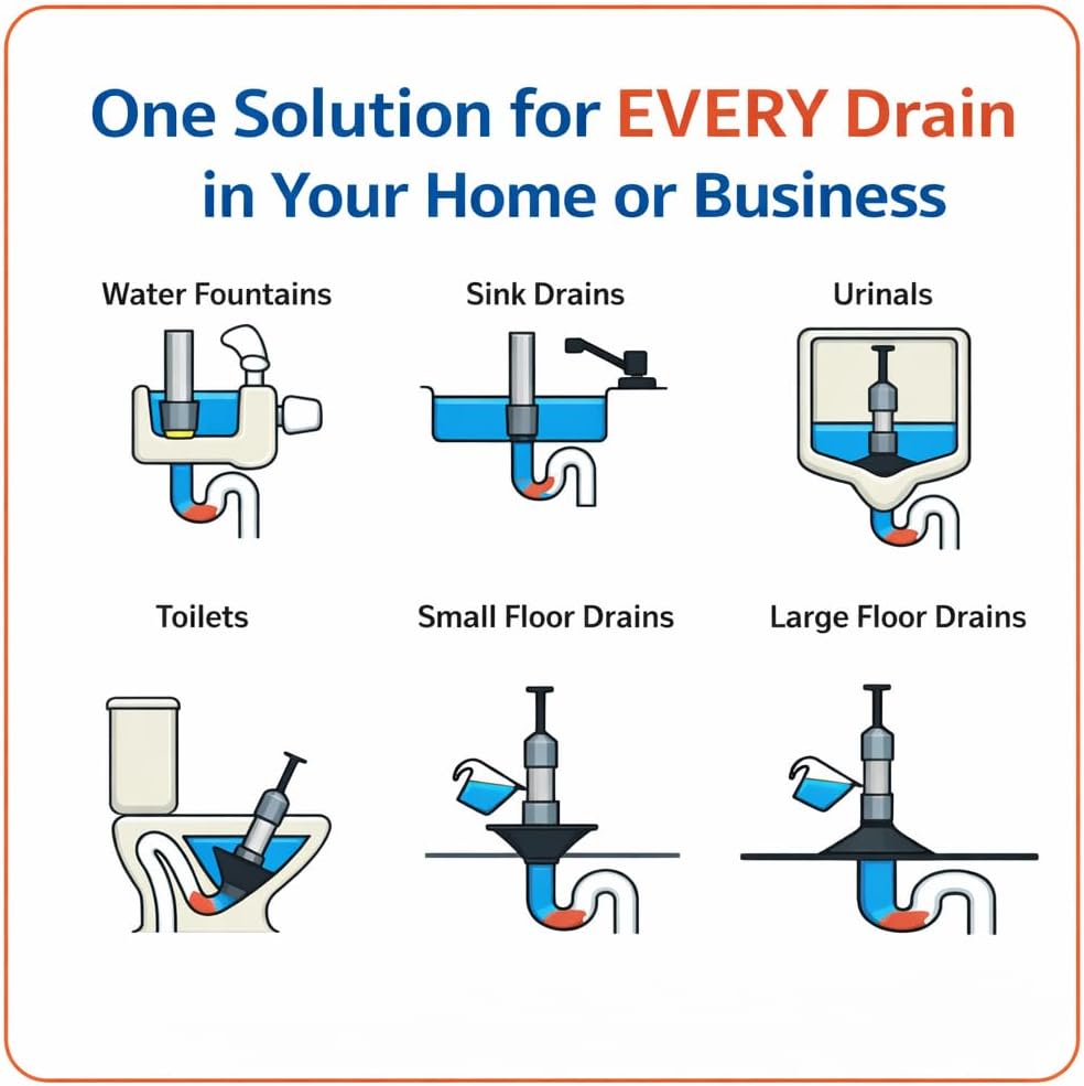 PowerFlo is a non-chemical, Safe Instant Drain Opener for all Diameter Drains. Does not use air pressure or chemicals. Powerful solution with 18 applications (Full Starter Kit)
