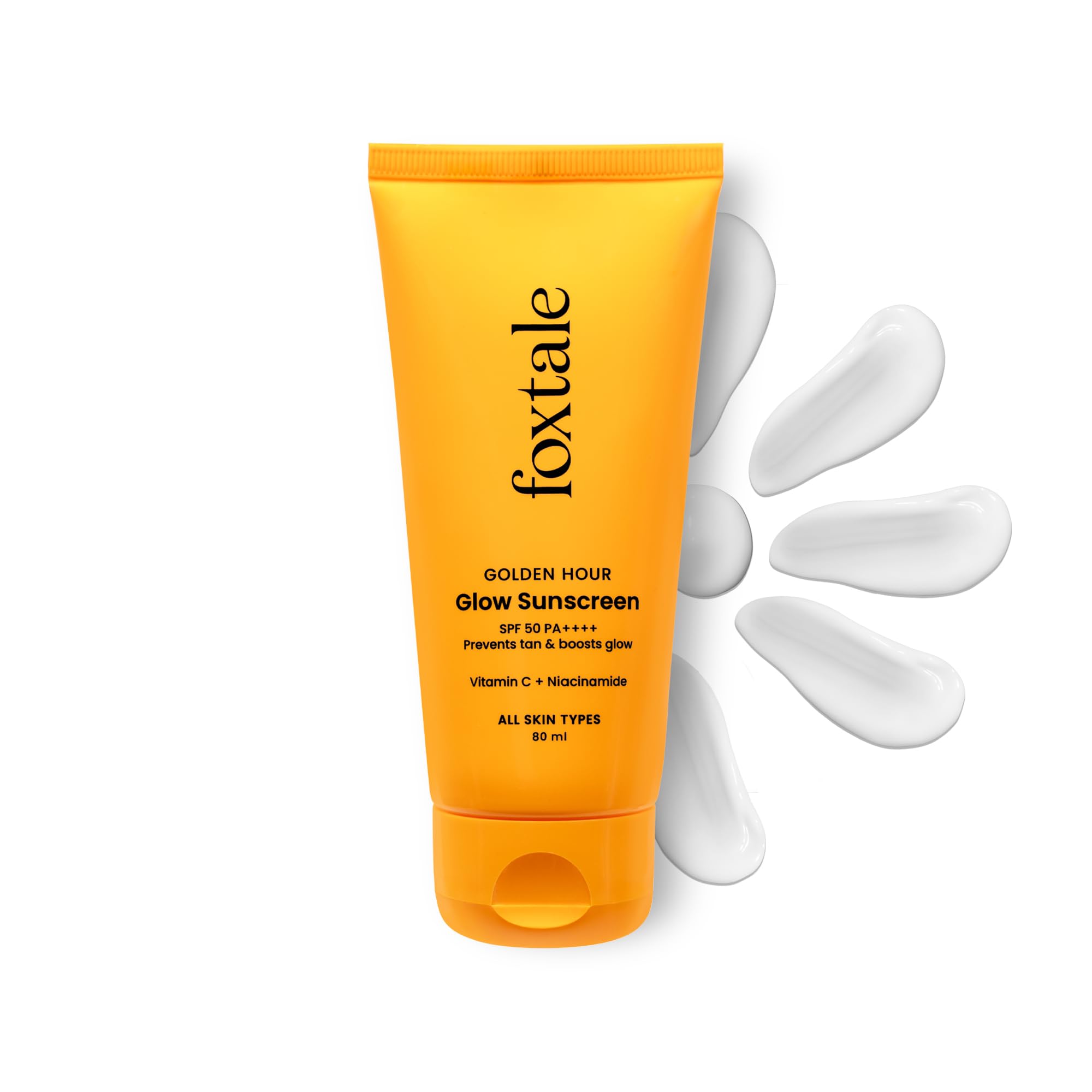 FoxTaleSPF 50 Vitamin C & Niacinamide Glow Sunscreen with PA++++ | Lightweight, Fast Absorbing | UVA & UVB Filters | Prevents Tanning, No White Cast | Non-Greasy | For Men & Women, All Skin Types -