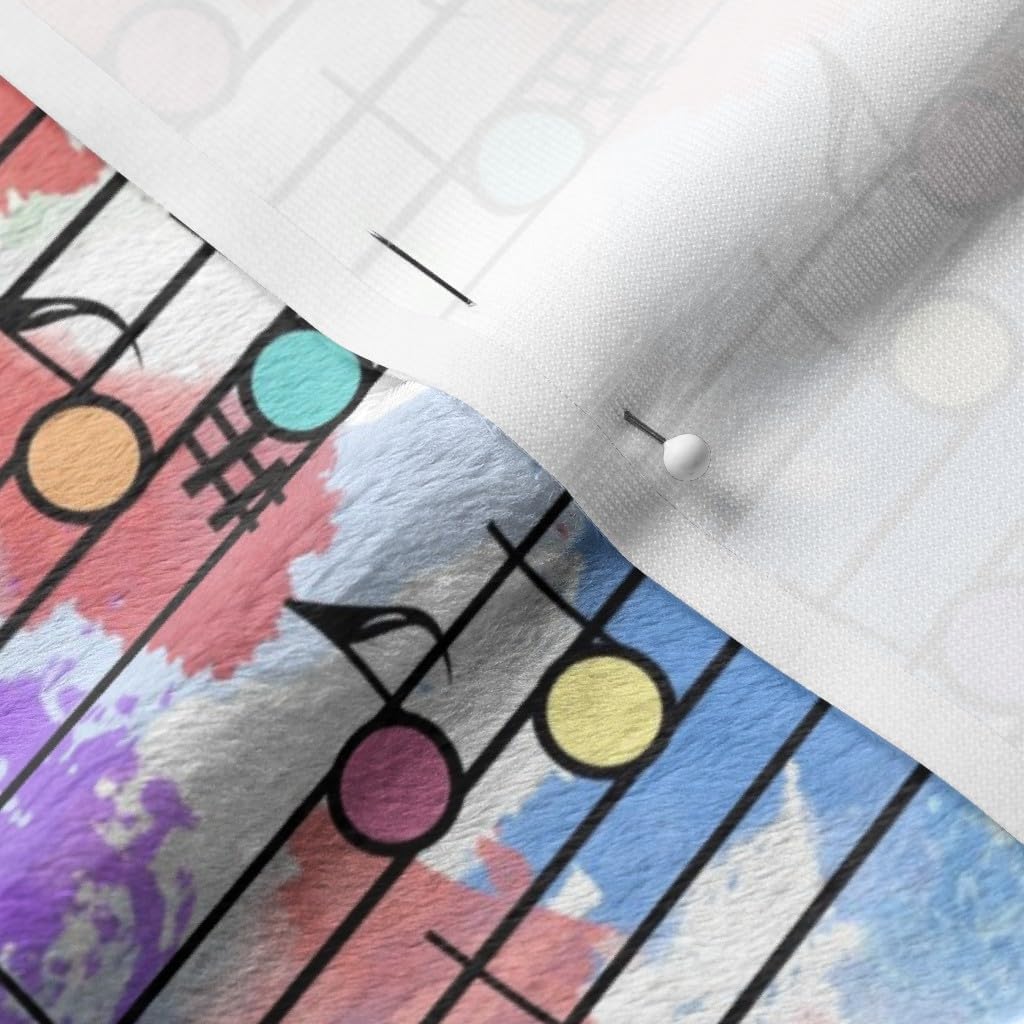 Spoonflower Fabric - Pastel Colors School Music Watercolor Notes Musical Printed on Minky Fabric by The Yard - Sewing Baby Blankets Quilt Backing Plush