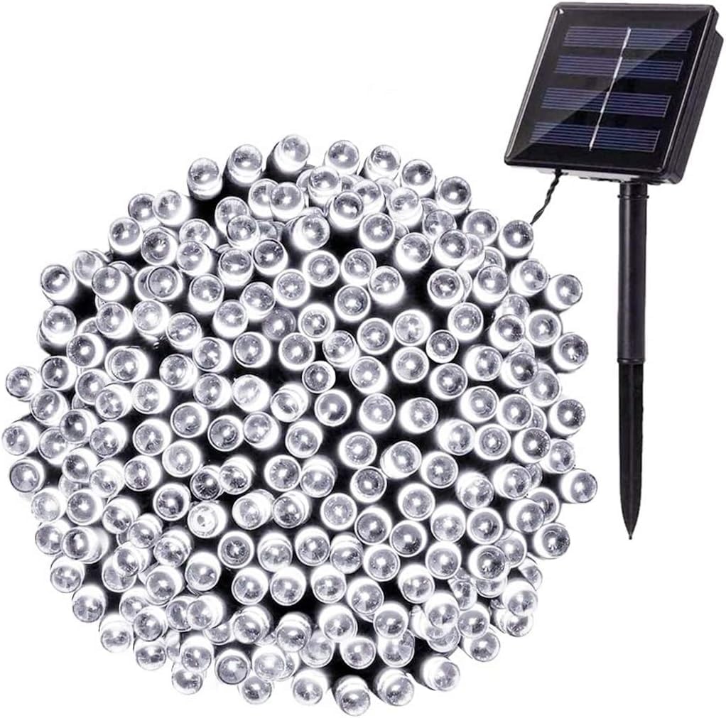 BrizLabs Guirnalda Luces Exterior Solares, 22M 200 LED Cadena de Luz Solar Blanco Frio, 8 Modos Impermeable Luces Navidad Decoración para Bodas, Jardines, Patio, Navidad, Festivales