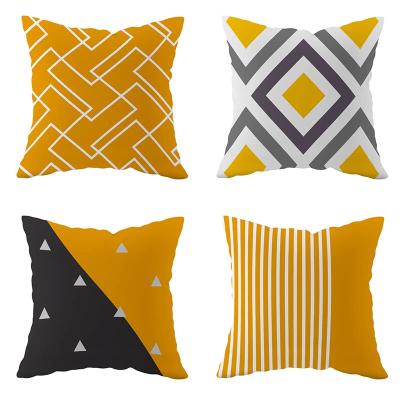 Throw Pillow Covers Set of 4 Linen Throw Pillow Case Cushion Cover Outdoor Sofa Home Pillowcase 18x18 Inch