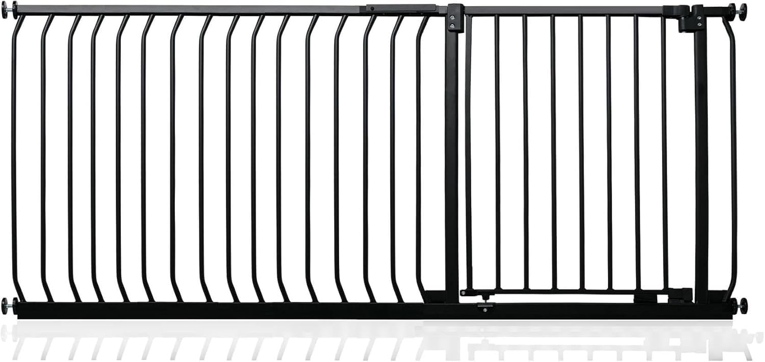 Safetots Barrera Elite de Seguridad para Bebés, 171cm - 180cm, Negra Mate, Barrera de Presión para Escaleras, Puerta de Seguridad para Bebés para Puertas, Pasillos y Espacios, Barrera de Seguridad