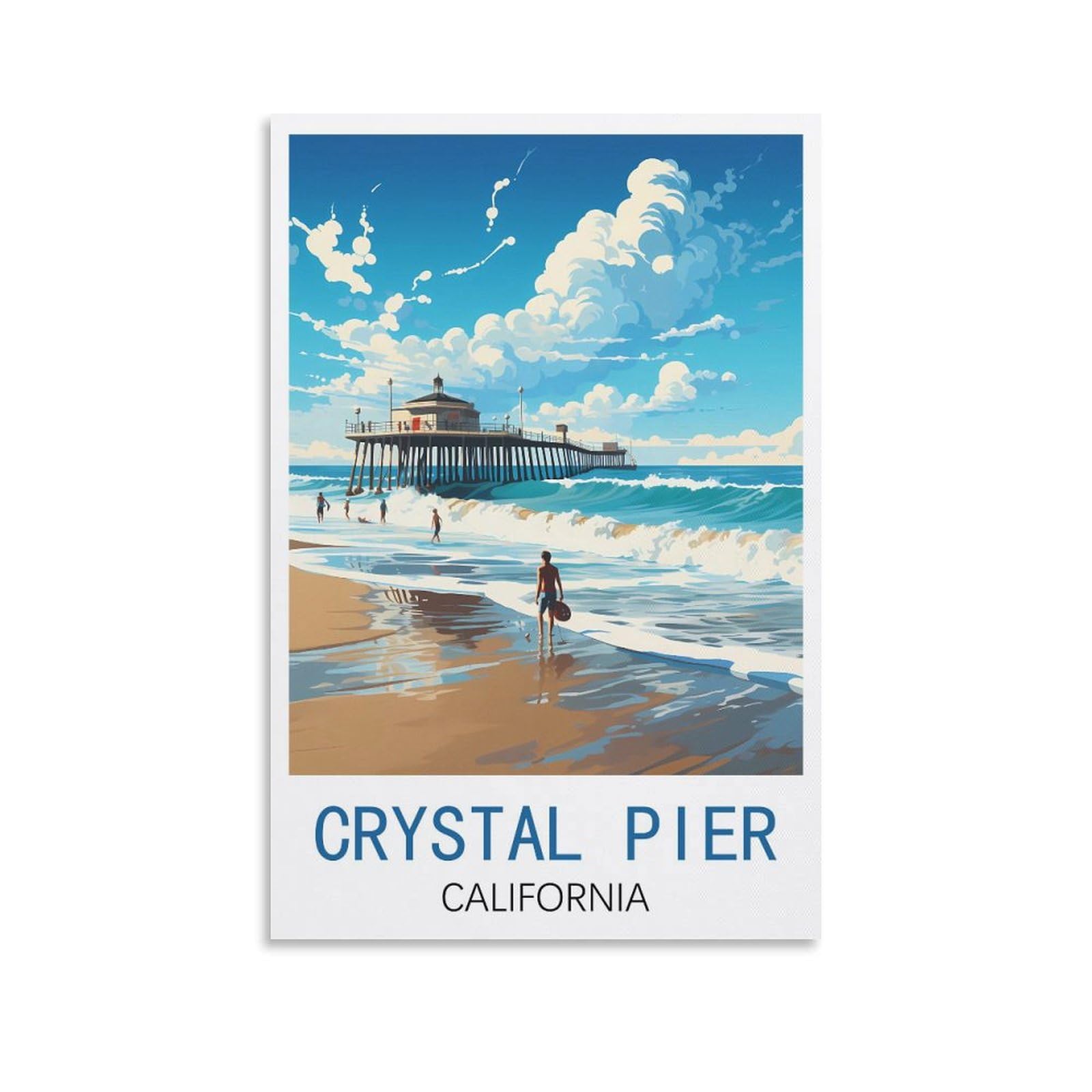 Vintage Metal Tin Sign Travel Tin Signs Metal Poster Wall Decor Office Cafe Bathroom Badroom Crystal Pier California Posters 30x30cm