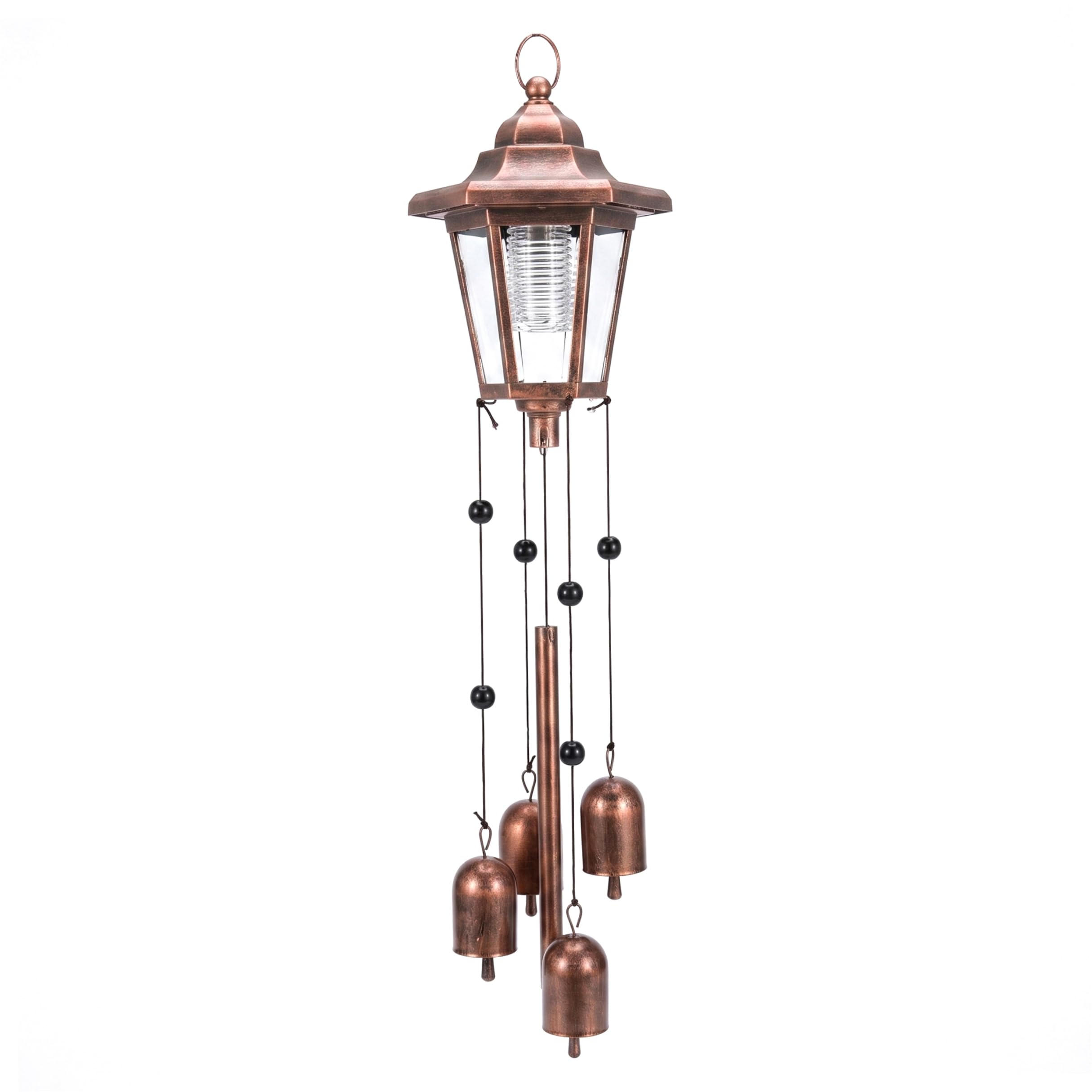 Campanillas de viento para exterior con linterna solar de metal vintage