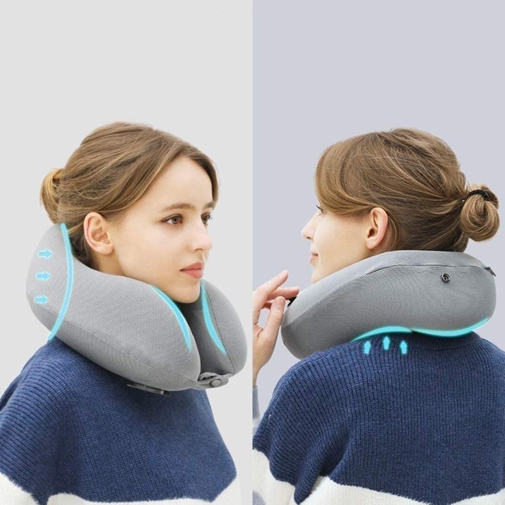 Cuscino da Viaggio, Cuscino for Il Collo in Memory Foam, Cuscino di Supporto for Il Collo Traspirante for Auto da Viaggio in Aereo e Uso Domestico(Gray)