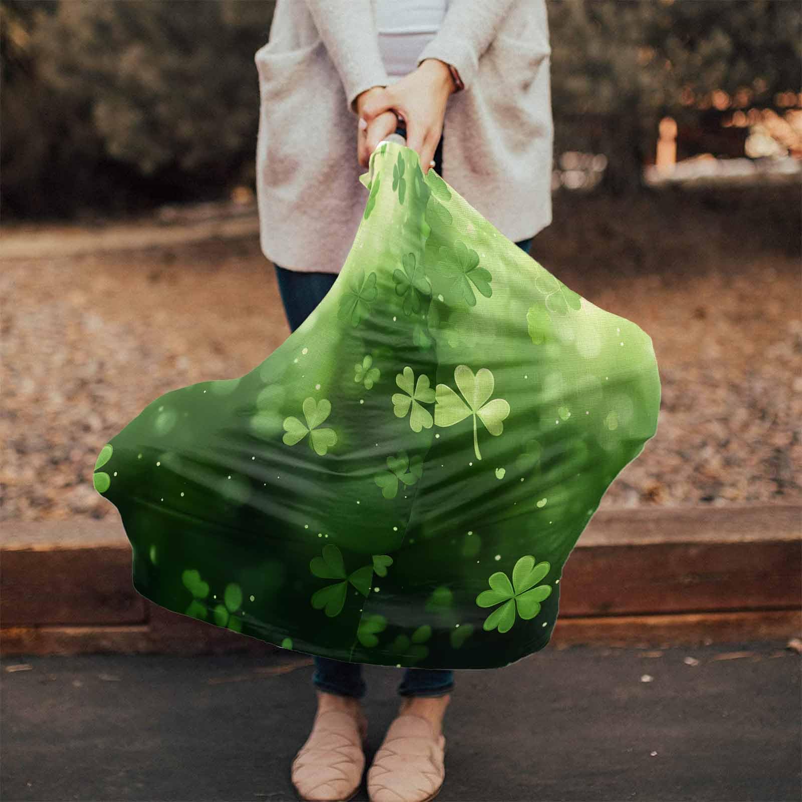 Nursing Cover for Breastfeeding Scarf, St. Patrick's Day Spot Light Retro Green Shamrocks Baby Car Covers Super Soft Multi Use for Canopy Shopping Cart Cover Blanket Stroller Cover