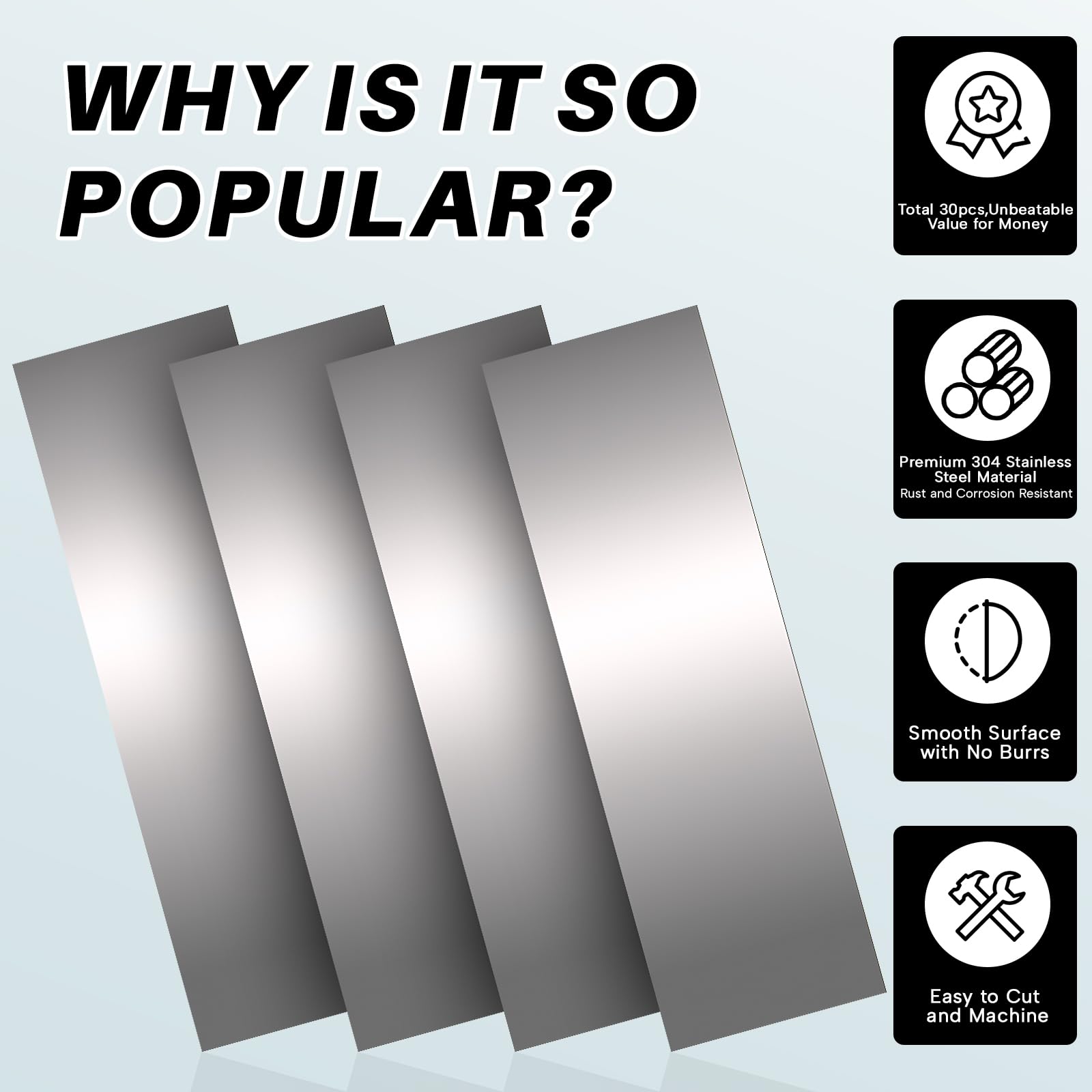 Stainless Steel Shim Stock - 30 Pcs Assortment -3 Stainless Steel Shim Stock - 30 Pcs Assortment -3