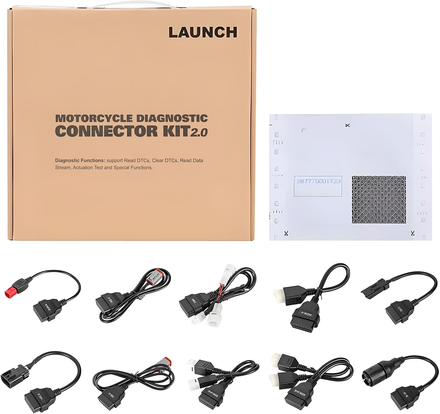 LAUNCH X431 Motorcycle OBD Diagnostic Connector Kit 2.0 with Motorcycle Diagnostic Software Work with LAUNCH X-431 Diagnostic Scanner