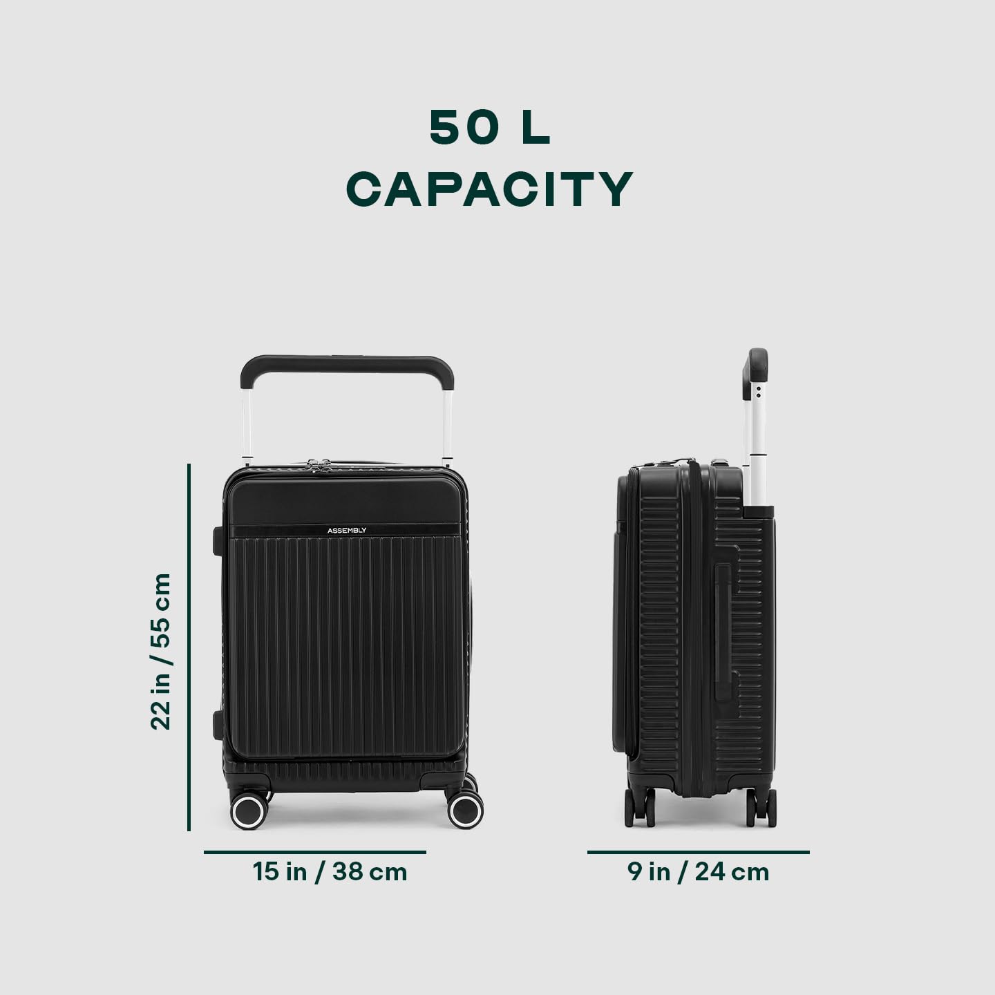 Equipaje duro de montaje | Bolsa de carrito de asa ancha de alta calidad con bloqueo TSA integrado y ruedas sin ruido, negro, Cabin 20 Inches, Equipaje