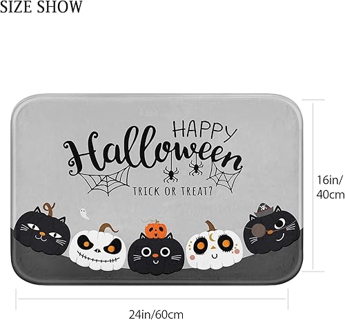 Miniatura 3 de Britimes Alfombra de baño para baño, Halloween, color negro, antideslizante, cubierta de suelo, alfombra de piso de 16 x 24 pulgadas, decoración de