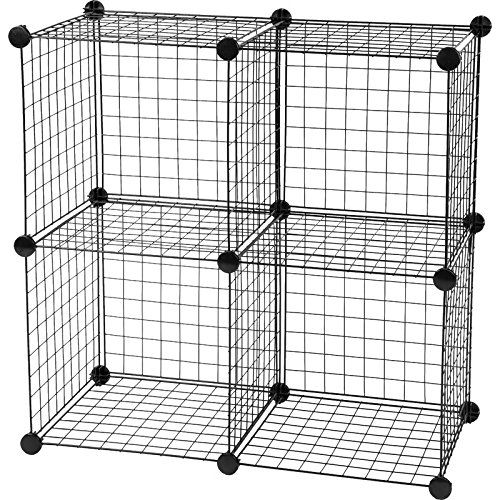 Only Garment Racks 4 Cube Mini Grid Unit with Back- Black
